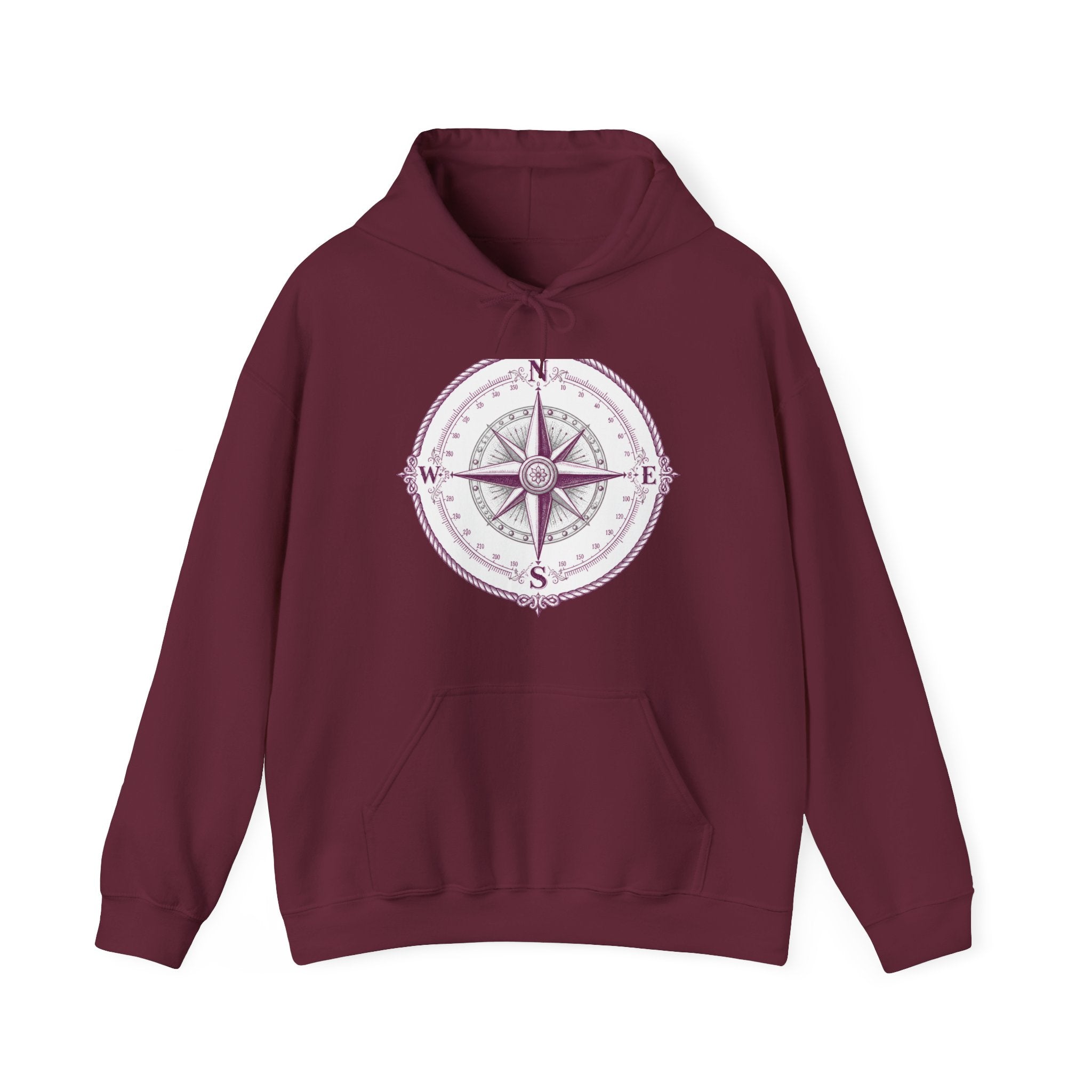 Matching Couple Sweatshirt - Compass North & South Matching Couple Hooded Sweatshirt Hand-Drawn Art His Hers Best Friend Gift - Design A