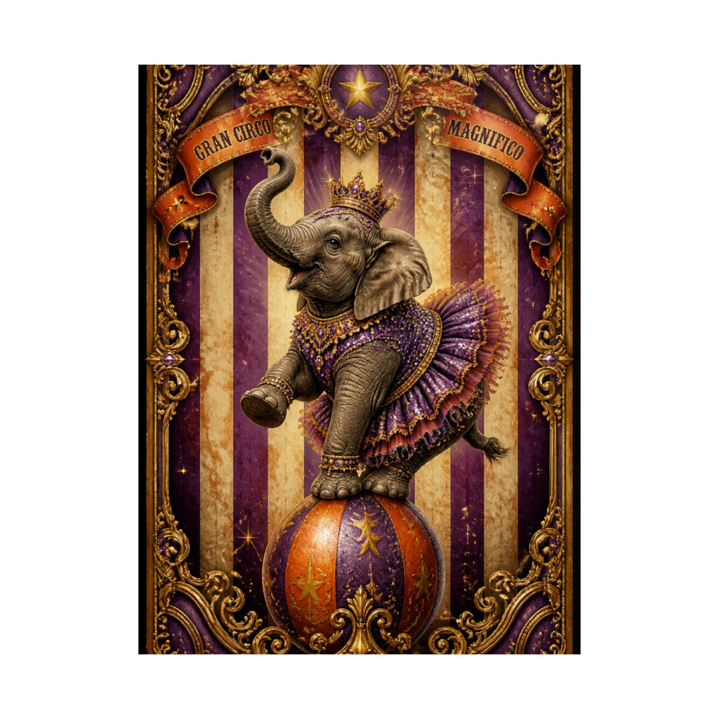 Elephant on Ball Wall Art Poster 18×24 Baroque Home Office Decor Maximalist Print