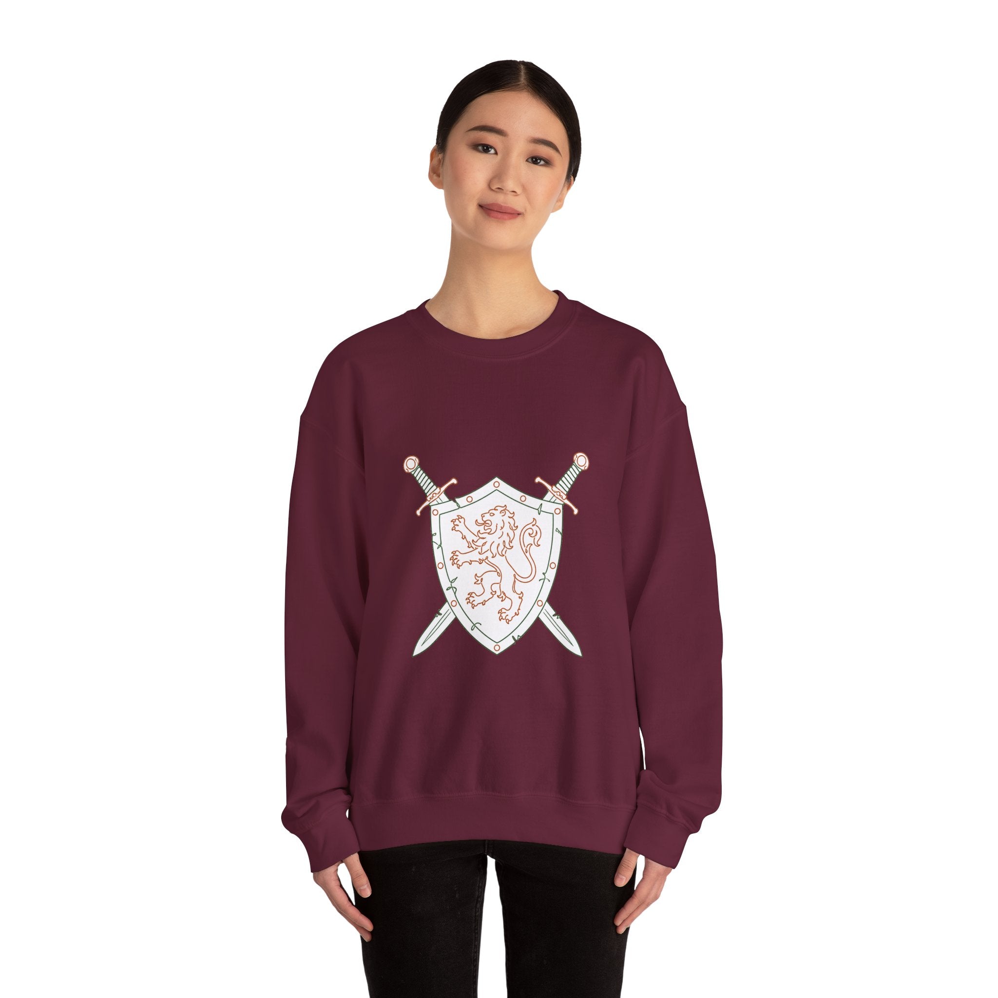 Matching Couple Sweatshirt - Crown & Shield Matching Couple Premium Fleece Sweatshirt Minimalist Art His Hers Christmas Gift - Design B