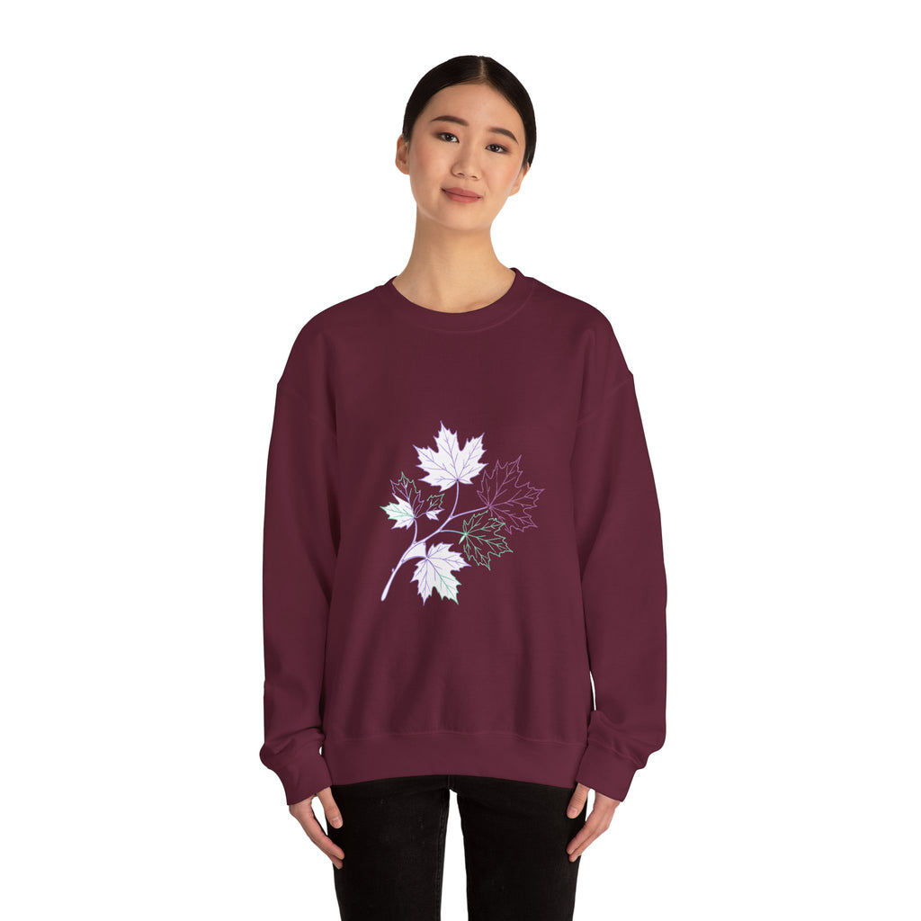 Matching Couple Sweatshirt - Cherry Blossom & Maple Leaf Matching Couple Crewneck Sweatshirt Minimalist Art His Hers Valentine Gift - Design B