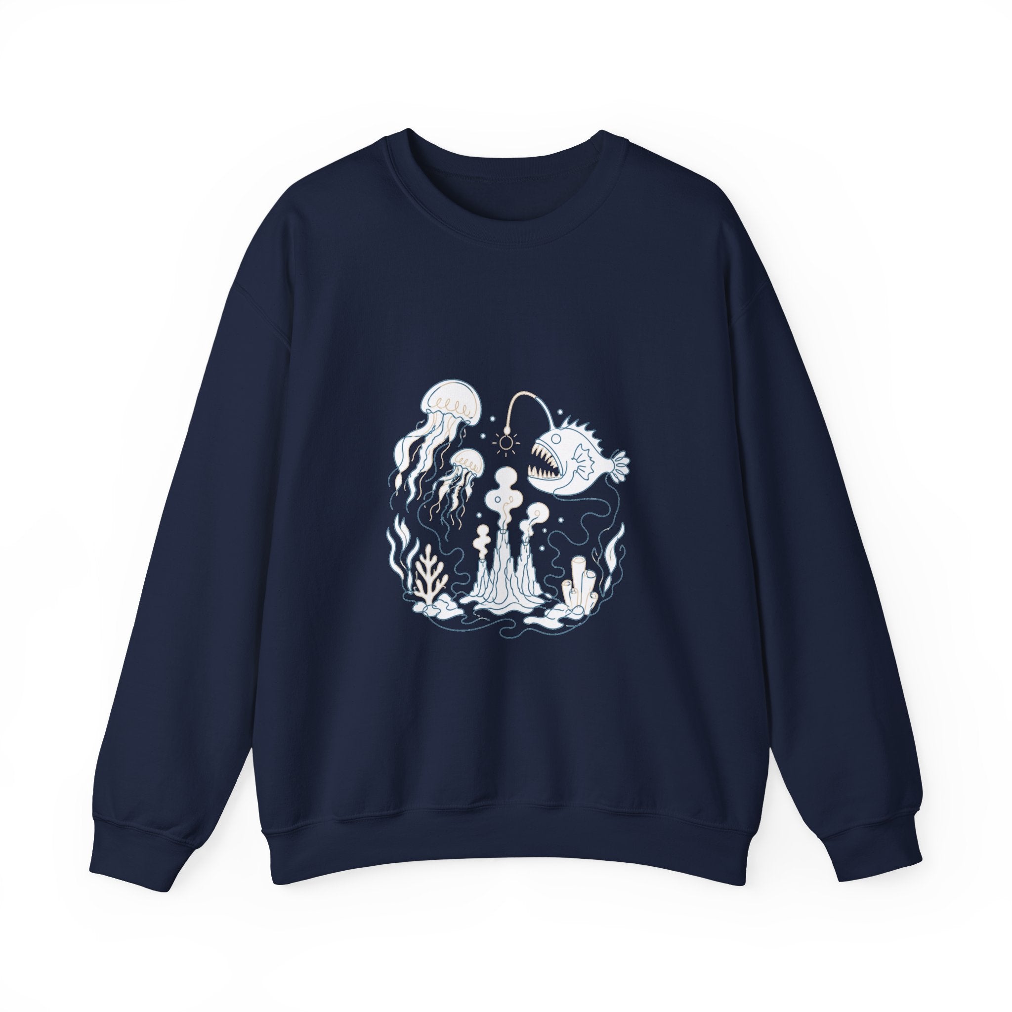 Matching Couple Sweatshirt - Coral Reef & Deep Sea Matching Couple Comfort Colors Crew Minimalist Art His Hers Christmas Gift - Design B