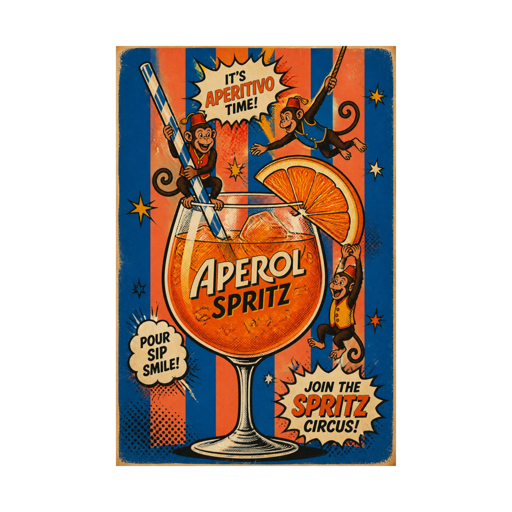 Aperol Spritz Monkeys Wall Art Poster 18×24 Pop Art Living Room Decor Maximalist Print