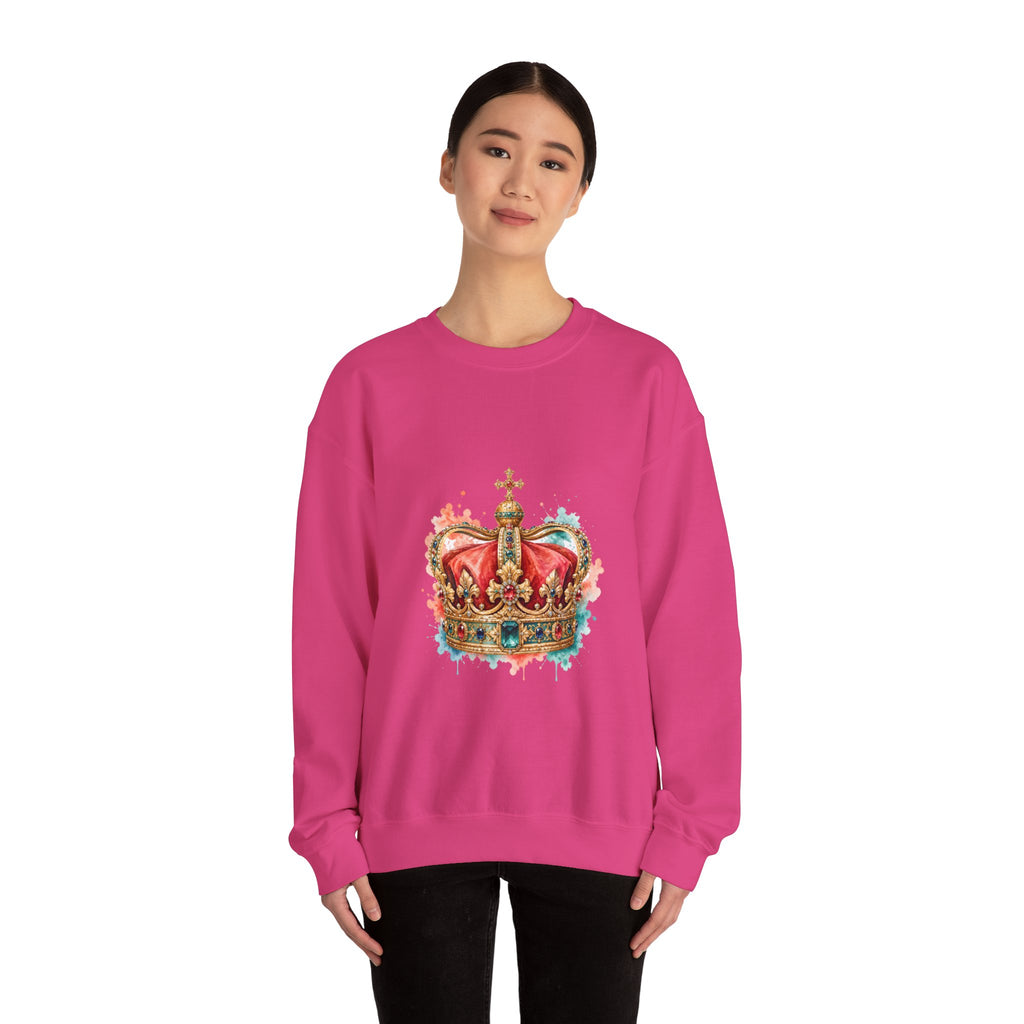 Matching Couple Sweatshirt - Crown & Shield Matching Couple Comfort Colors Crew Watercolor Art His Hers Birthday Gift - Design A
