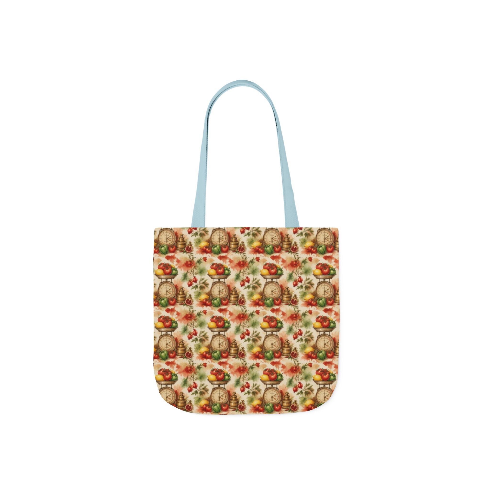 Vintage Kitchen Scale Canvas Tote Bag Mediterranean Kitchen Watercolor Splash Design Italian Cottagecore Gift