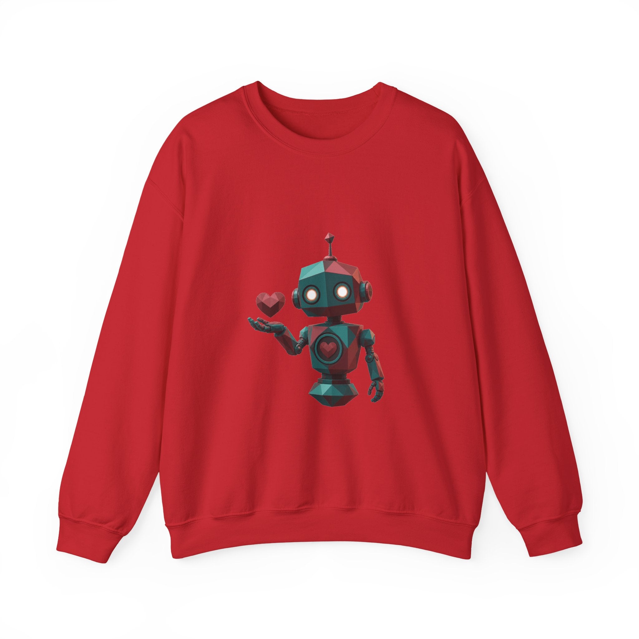 Matching Couple Sweatshirt - Robot & Heart Matching Couple Comfort Colors Crew Geometric Art His Hers Love Gift - Design A