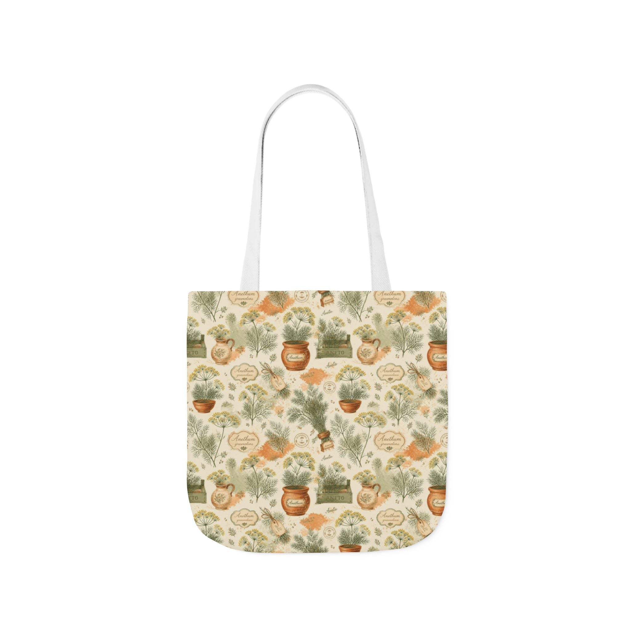 Dill Fronds Canvas Tote Bag Mediterranean Kitchen Watercolor Design Italian Cottagecore Gift