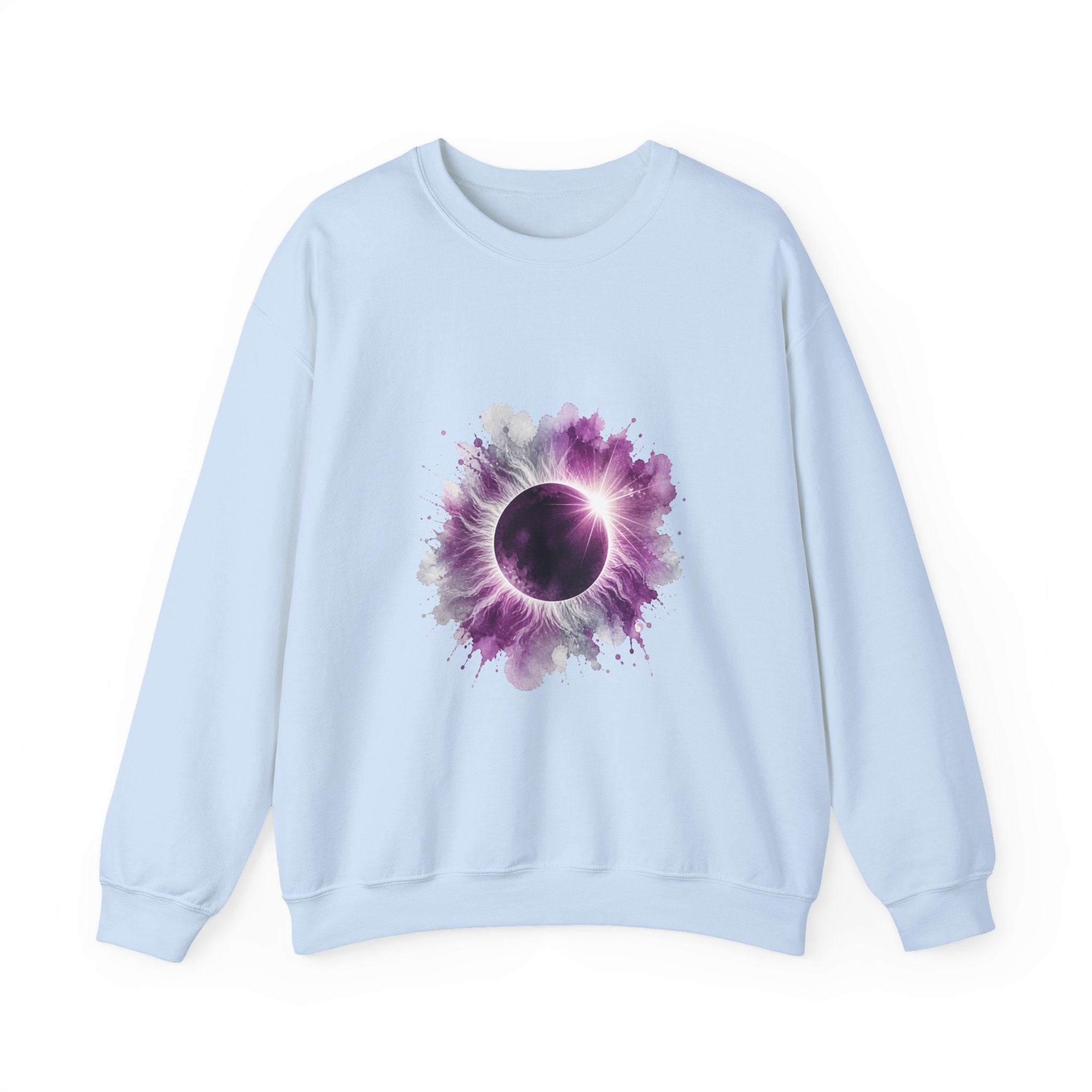 Matching Couple Sweatshirt - Solar & Lunar Eclipse Matching Couple Premium Fleece Sweatshirt Watercolor Art His Hers Birthday Gift - Design A