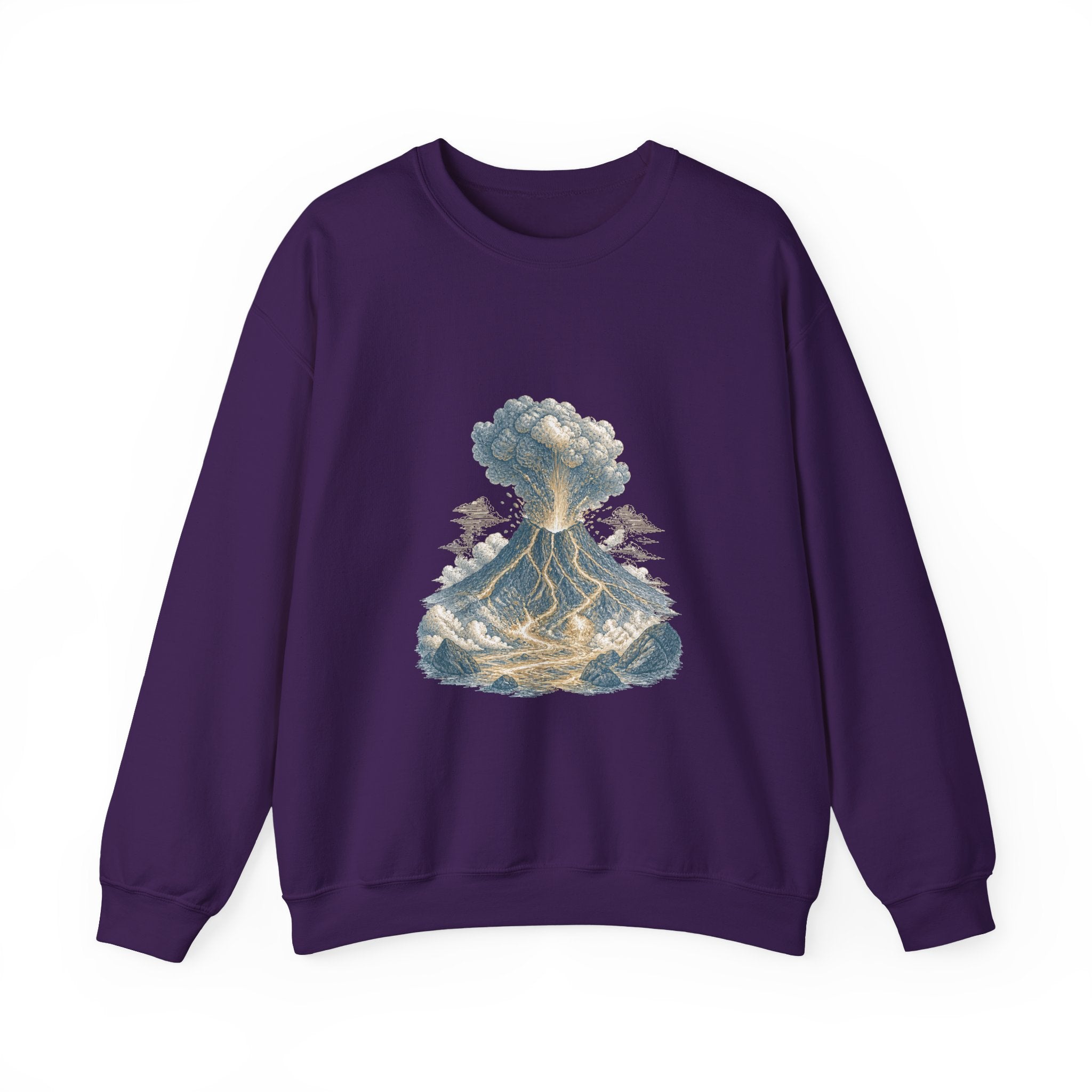 Matching Couple Sweatshirt - Volcano & Glacier Matching Couple Premium Fleece Sweatshirt Vintage Art His Hers Honeymoon Gift - Design A
