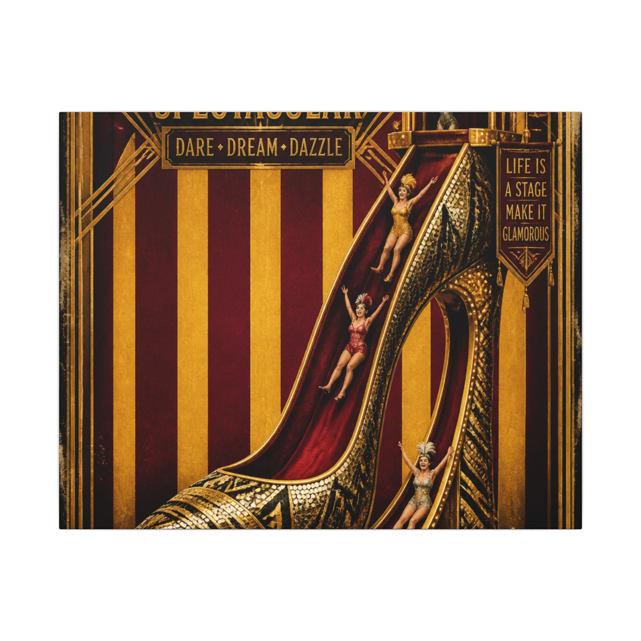 High Heel Slide Wall Art Canvas 16×20 Art Deco Entryway Decor Maximalist Print