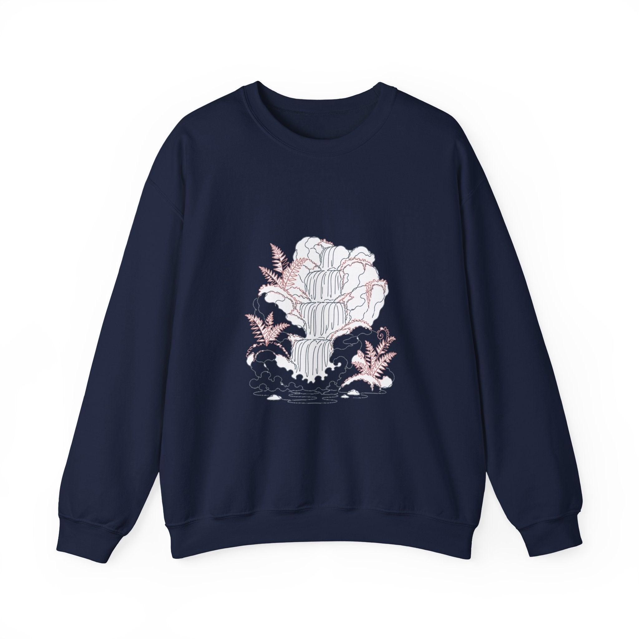 Matching Couple Sweatshirt - Wildfire & Waterfall Matching Couple Crewneck Sweatshirt Minimalist Art His Hers Valentine Gift - Design B