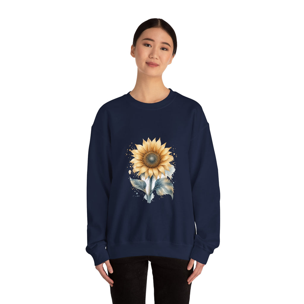 Matching Couple Sweatshirt - Sunflower & Moonflower Matching Couple Comfort Colors Crew Watercolor Art His Hers Birthday Gift - Design A