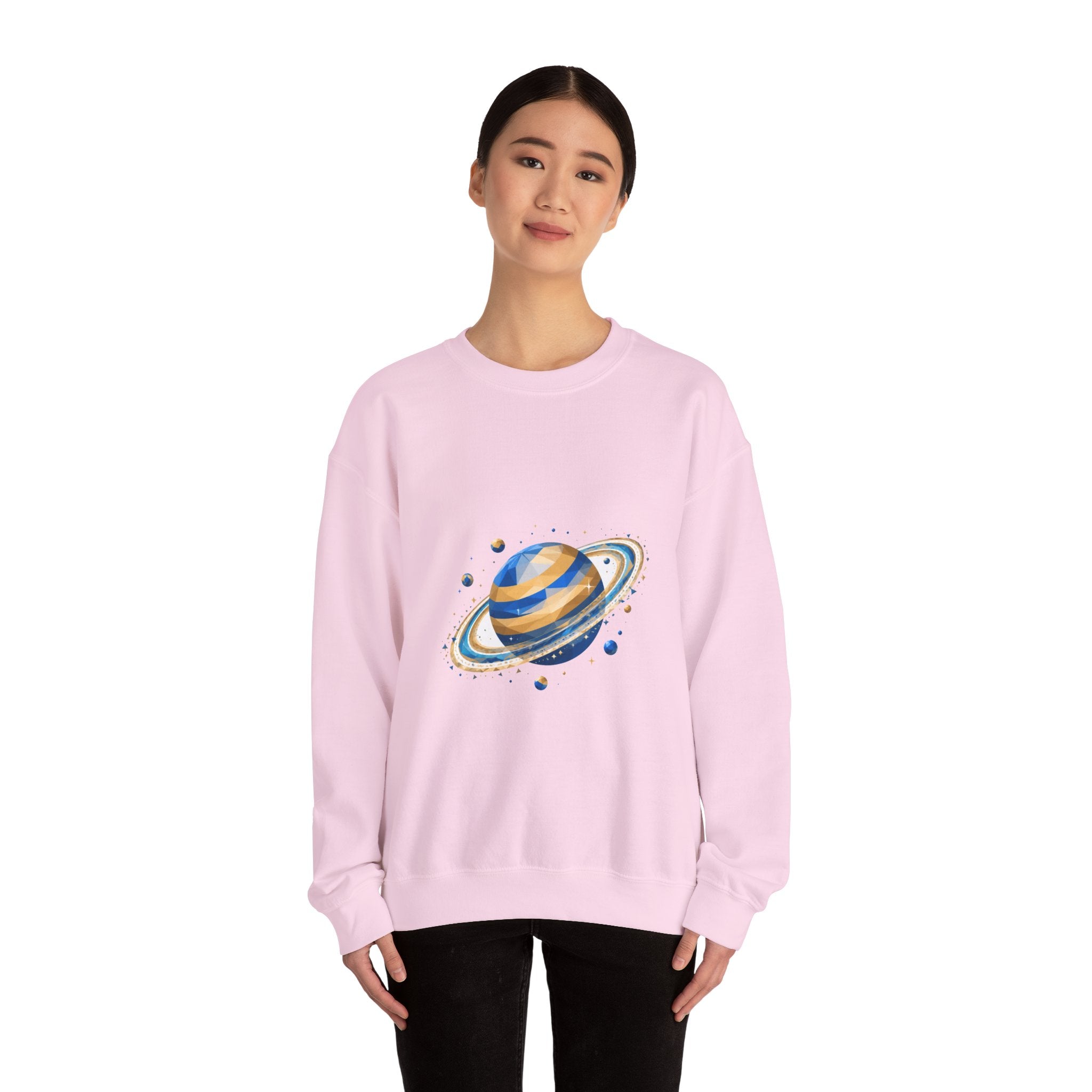Matching Couple Sweatshirt - Astronaut & Planet Matching Couple Premium Fleece Sweatshirt Geometric Art His Hers Love Gift - Design B