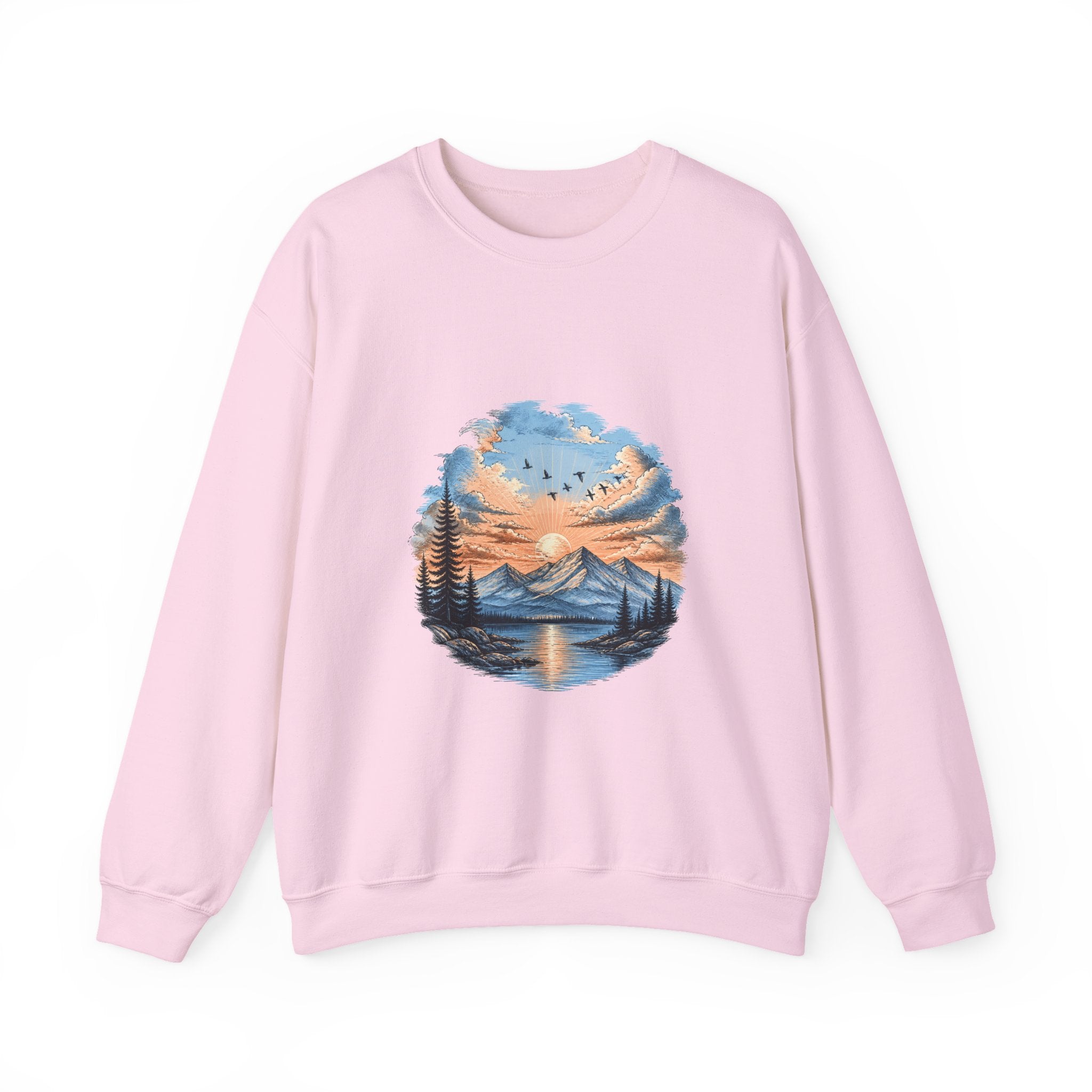 Matching Couple Sweatshirt - Sunrise & Sunset Matching Couple Crewneck Sweatshirt Hand-Drawn Art His Hers Best Friend Gift - Design B