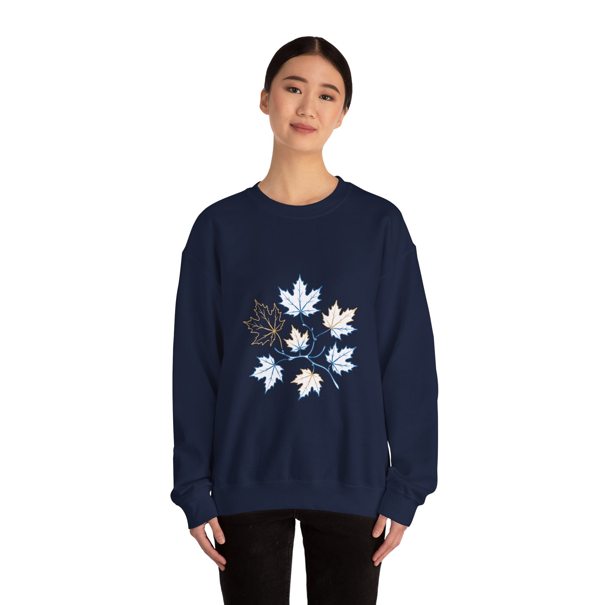 Matching Couple Sweatshirt - Cherry Blossom & Maple Leaf Matching Couple Premium Fleece Sweatshirt Minimalist Art His Hers Christmas Gift - Design B