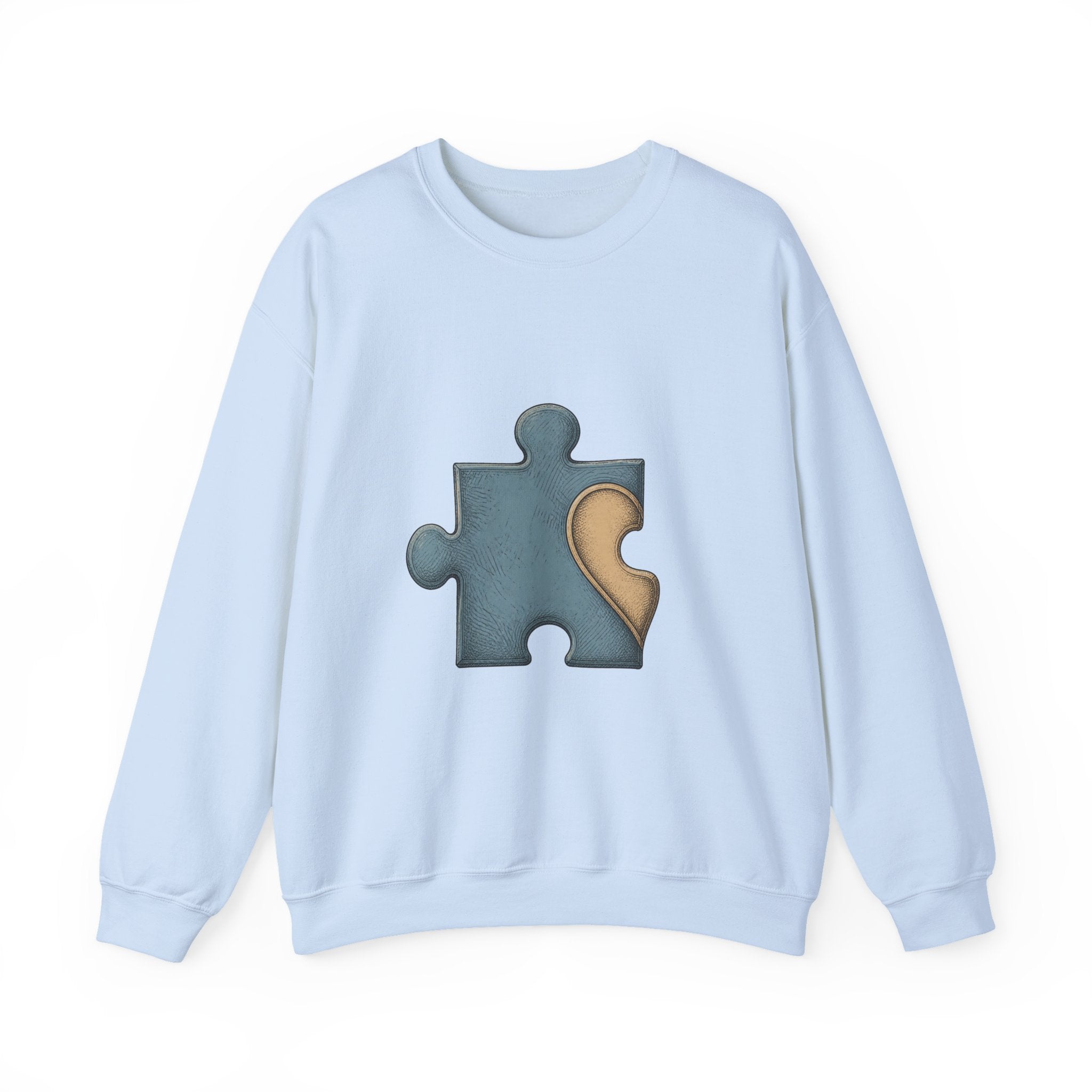 Matching Couple Sweatshirt - Puzzle Pieces Matching Couple Comfort Colors Crew Hand-Drawn Art His Hers Anniversary Gift - Design A