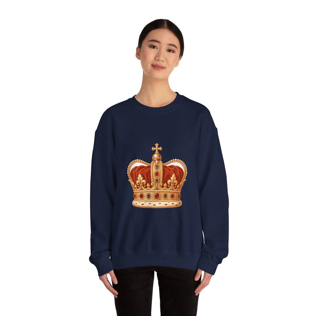 Matching Couple Sweatshirt - Crown & Shield Matching Couple Premium Fleece Sweatshirt Vintage Art His Hers Honeymoon Gift - Design A