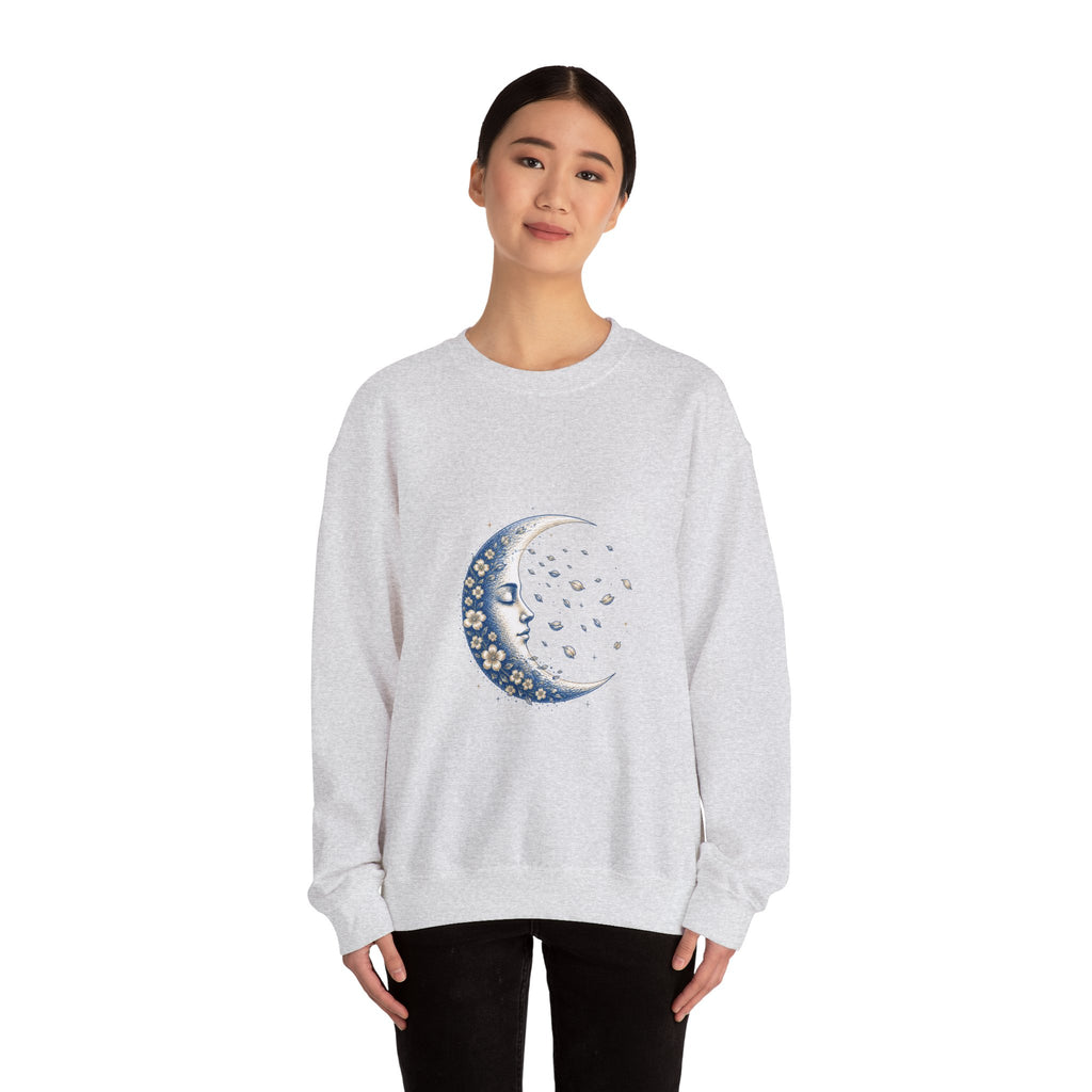 Matching Couple Sweatshirt - Waxing & Waning Moon Matching Couple Crewneck Sweatshirt Hand-Drawn Art His Hers Best Friend Gift - Design B