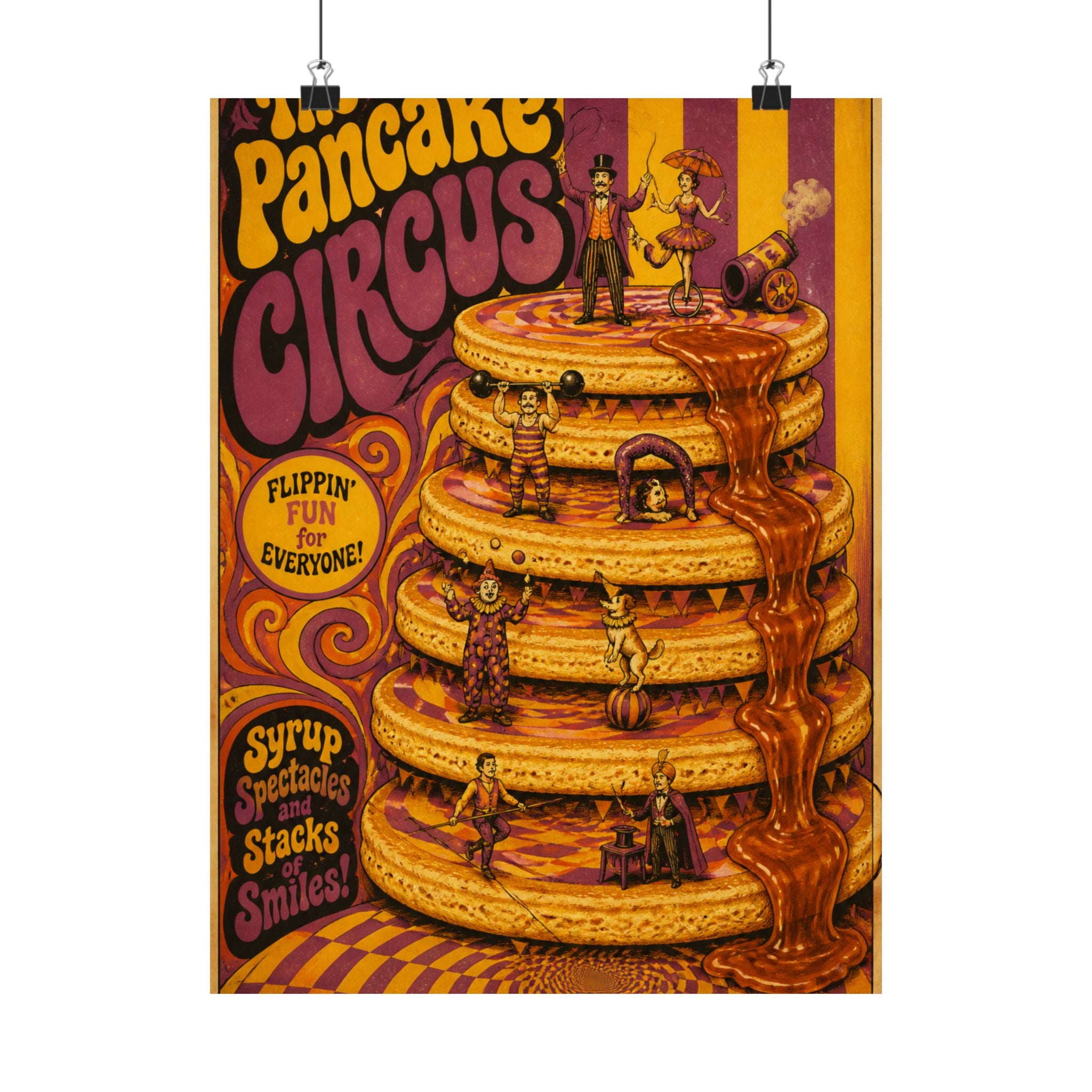 Pancake Stack Platform Wall Art Poster 24×36 Psychedelic Dining Room Decor Maximalist Print