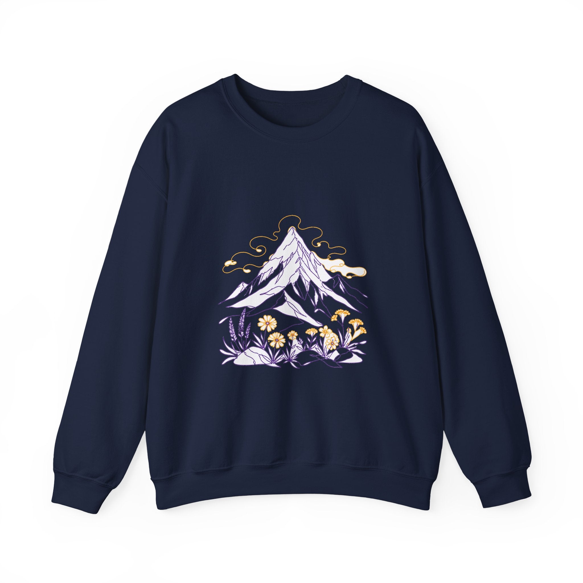 Matching Couple Sweatshirt - Mountain & Ocean Matching Couple Premium Fleece Sweatshirt Minimalist Art His Hers Christmas Gift - Design A