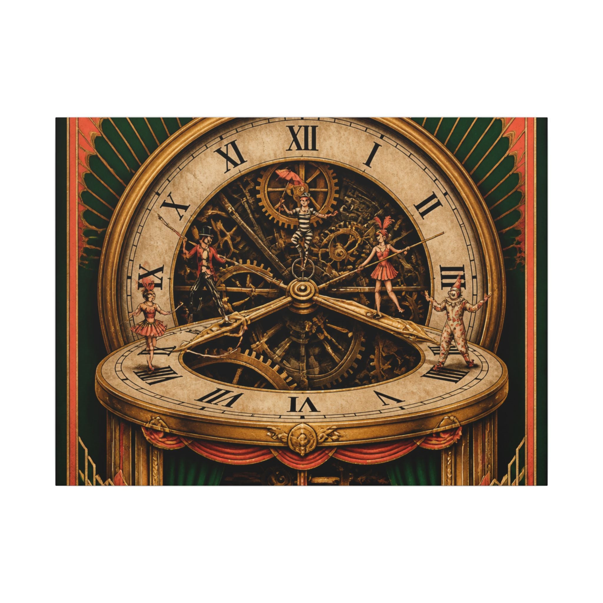 Pocket Watch Performers Wall Art Canvas 24×36 Art Deco Bar Area Decor Maximalist Print