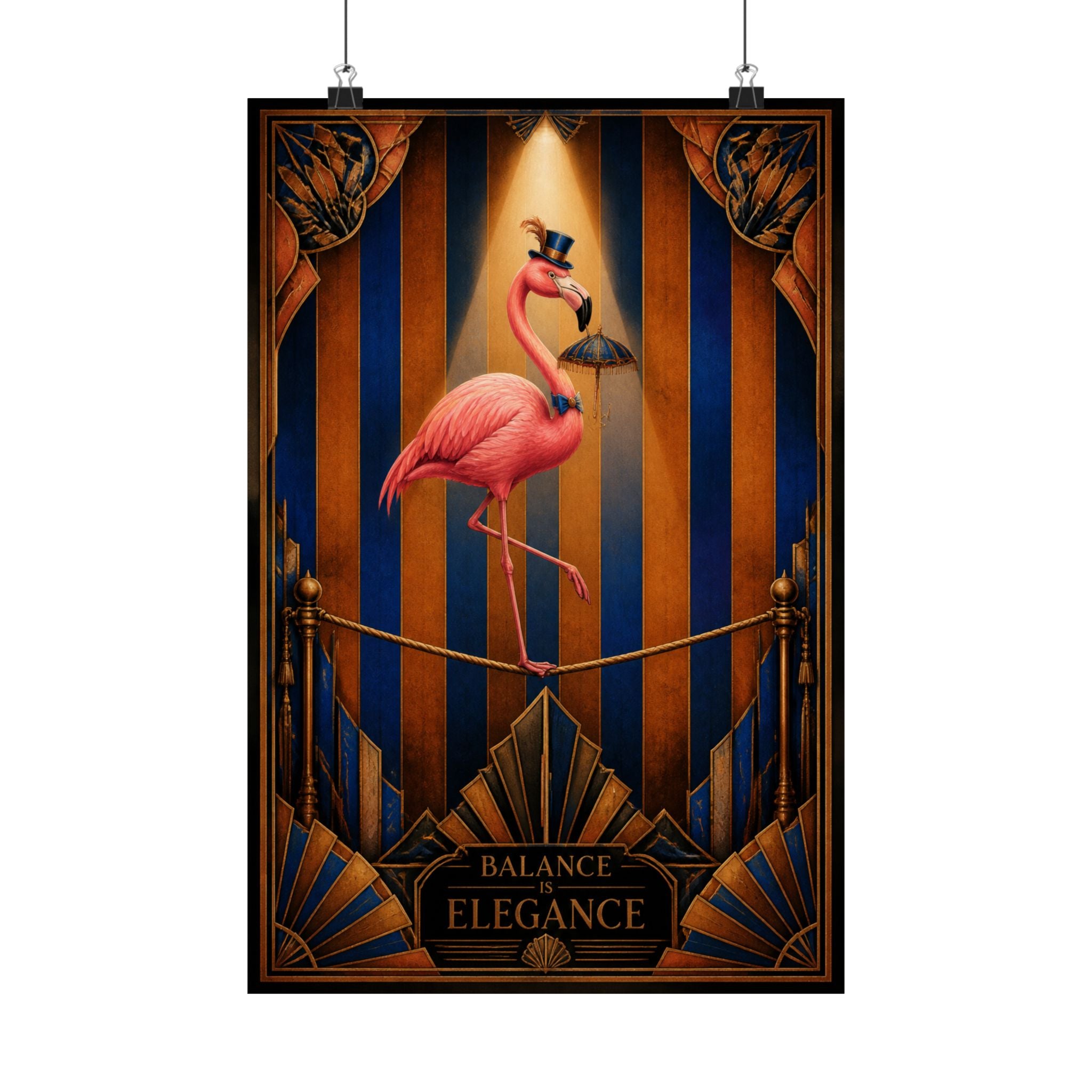 Flamingo Tightrope Wall Art Poster 24×36 Art Deco Bar Area Decor Maximalist Print