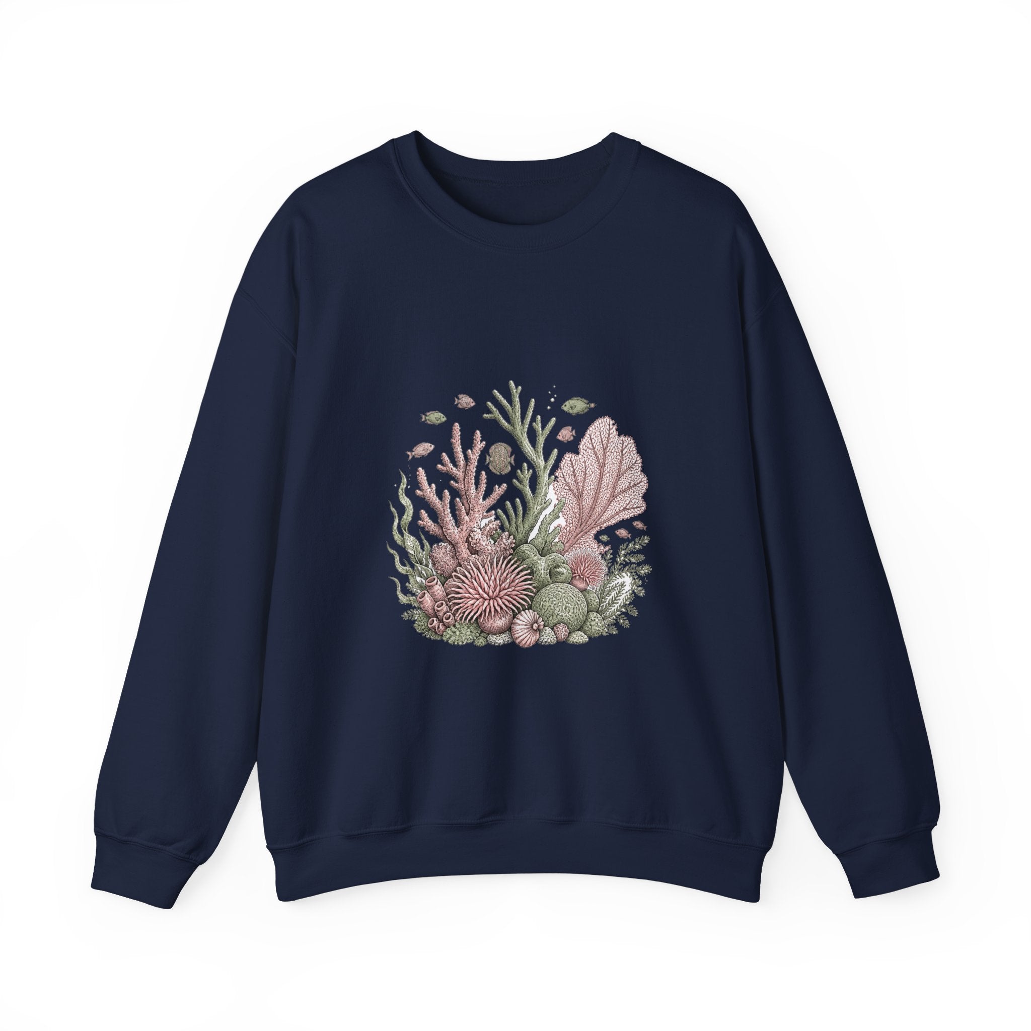 Matching Couple Sweatshirt - Coral Reef & Deep Sea Matching Couple Crewneck Sweatshirt Hand-Drawn Art His Hers Best Friend Gift - Design A