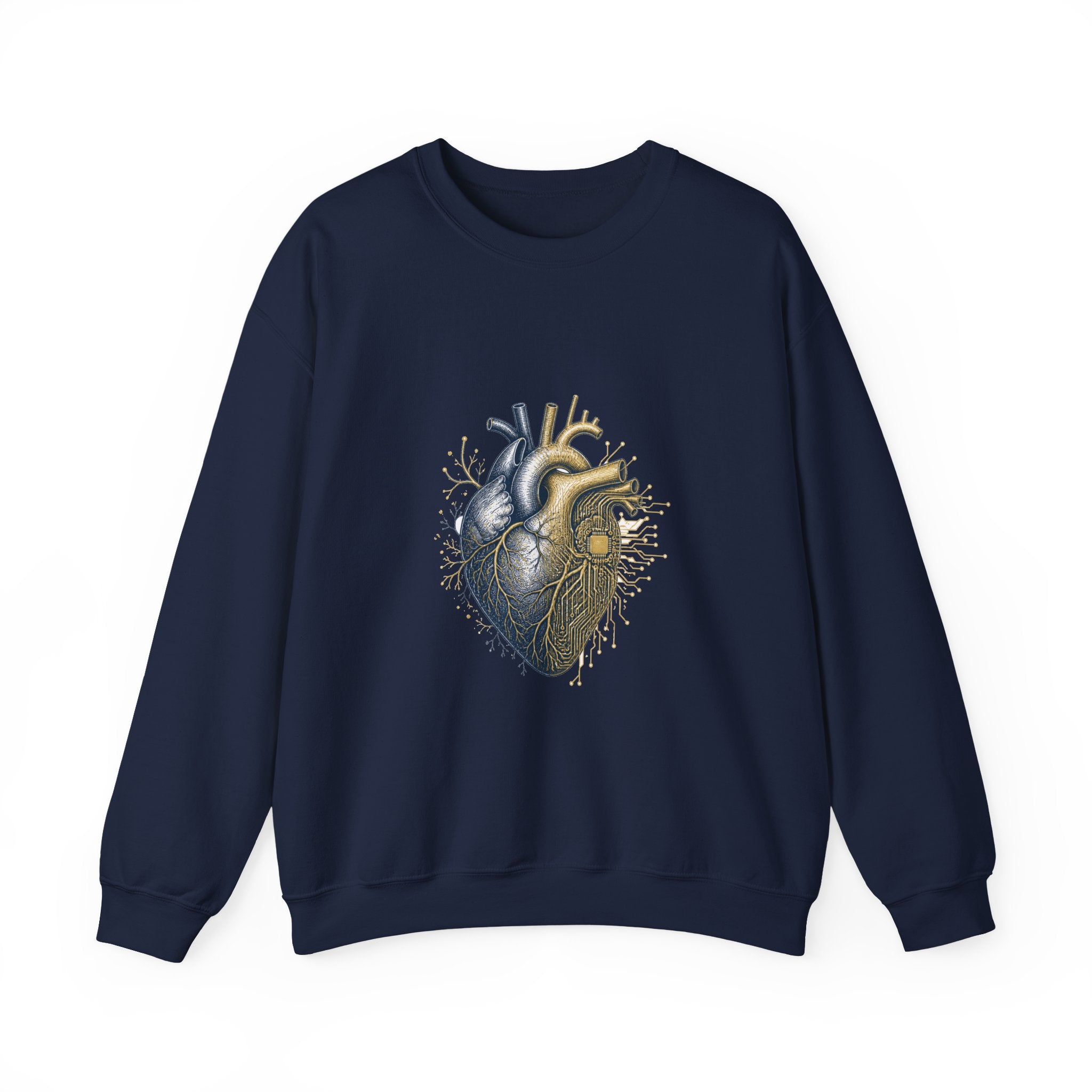 Matching Couple Sweatshirt - Robot & Heart Matching Couple Comfort Colors Crew Hand-Drawn Art His Hers Anniversary Gift - Design B