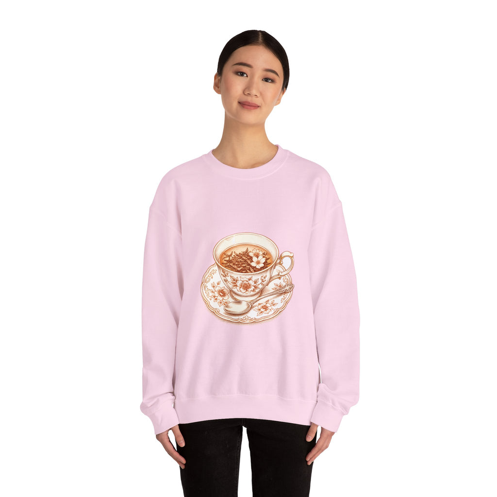 Matching Couple Sweatshirt - Coffee & Tea Matching Couple Crewneck Sweatshirt Hand-Drawn Art His Hers Best Friend Gift - Design B