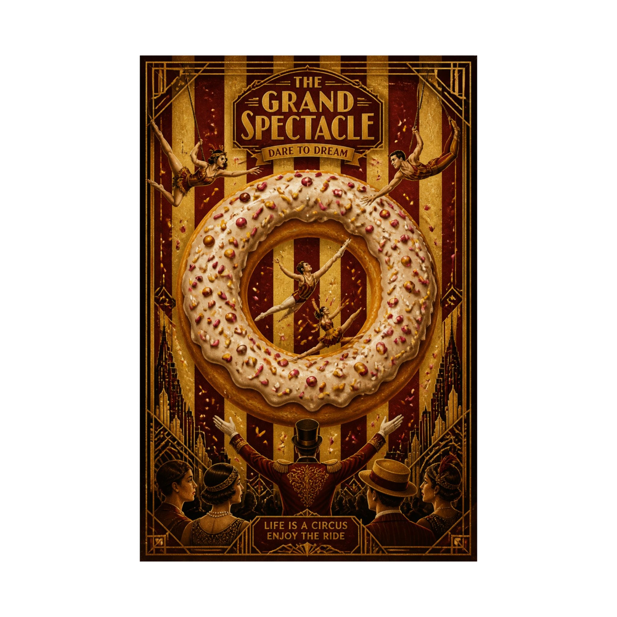 Donut Circus Ring Wall Art Poster 24×36 Art Deco Bar Area Decor Maximalist Print