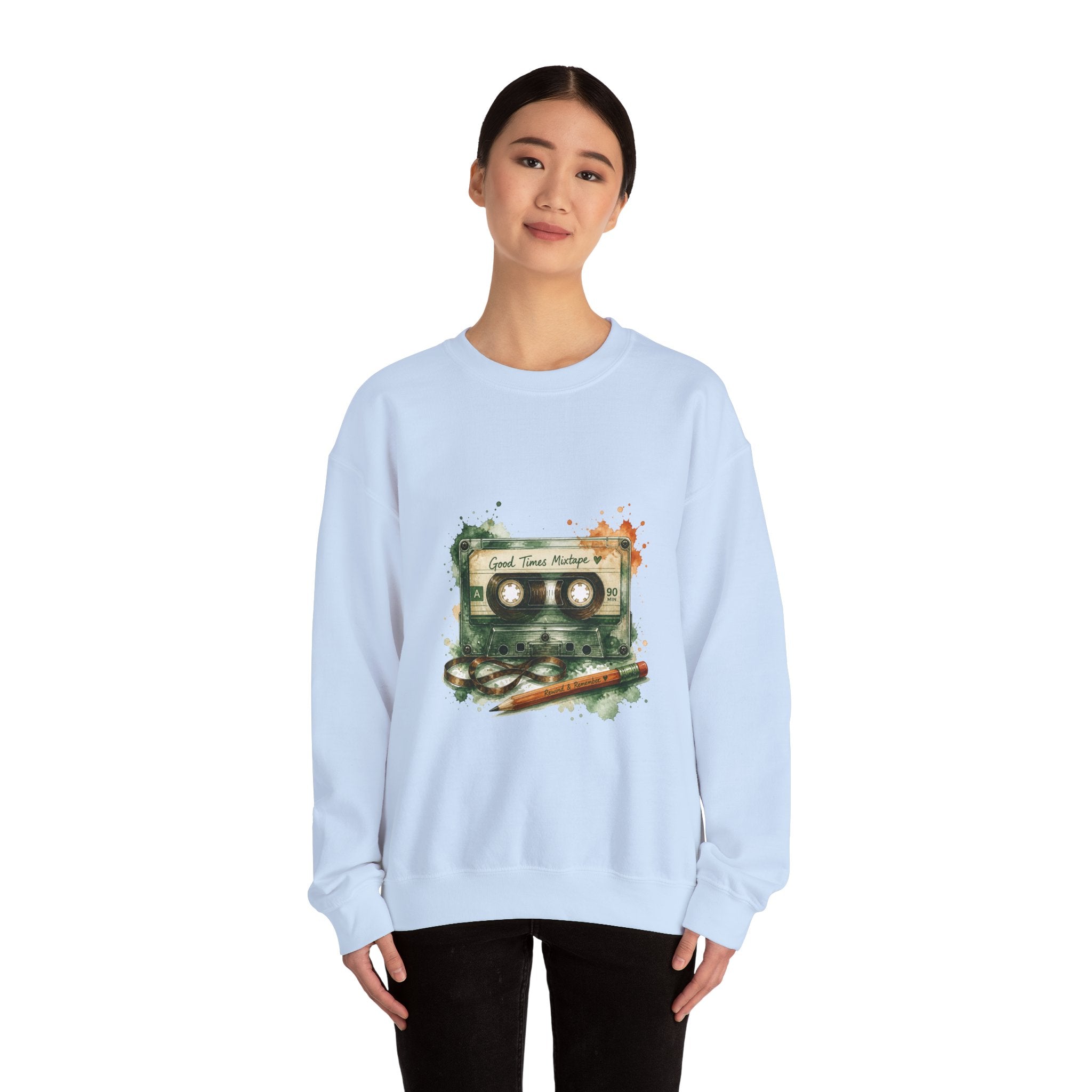 Matching Couple Sweatshirt - Vinyl & Cassette Matching Couple Premium Fleece Sweatshirt Watercolor Art His Hers Birthday Gift - Design B