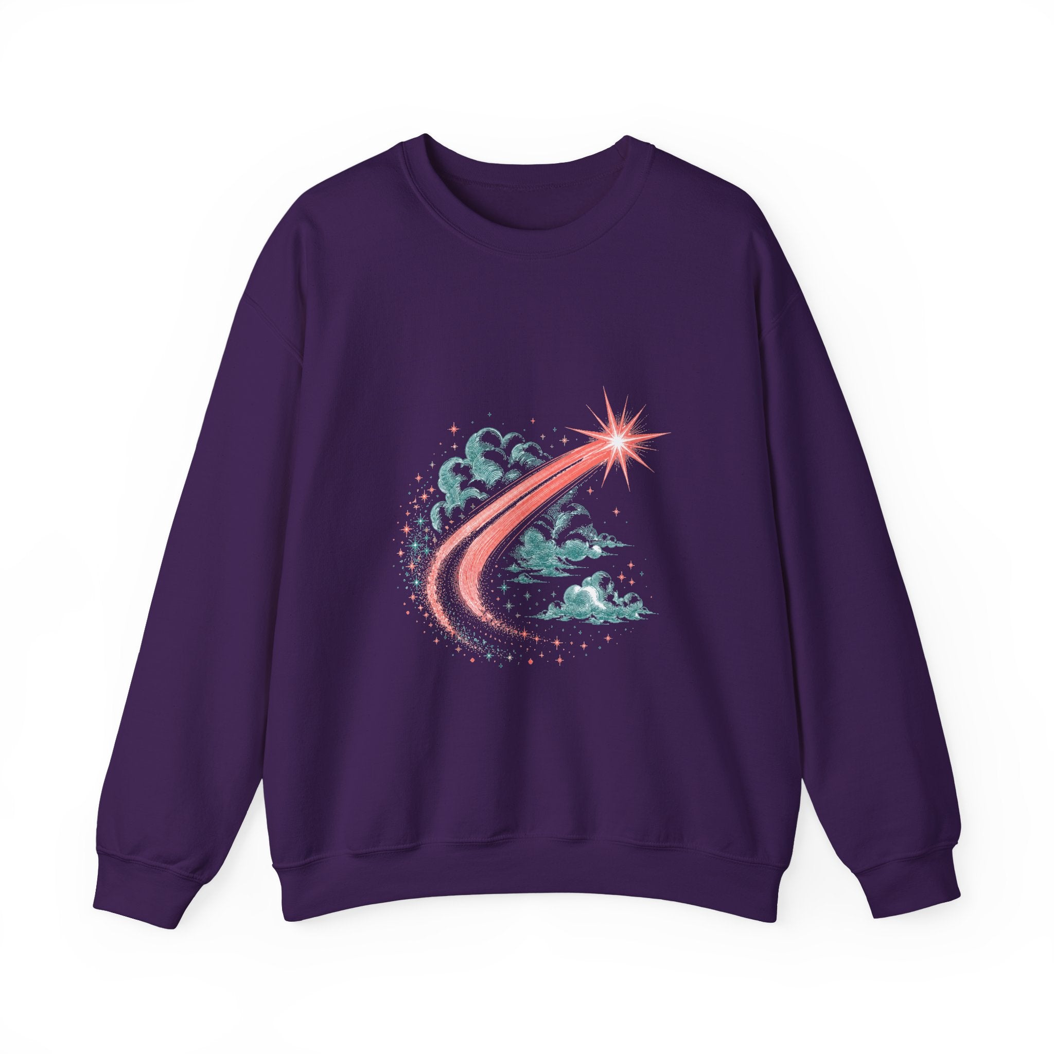Matching Couple Sweatshirt - Shooting Star & North Star Matching Couple Premium Fleece Sweatshirt Vintage Art His Hers Honeymoon Gift - Design A
