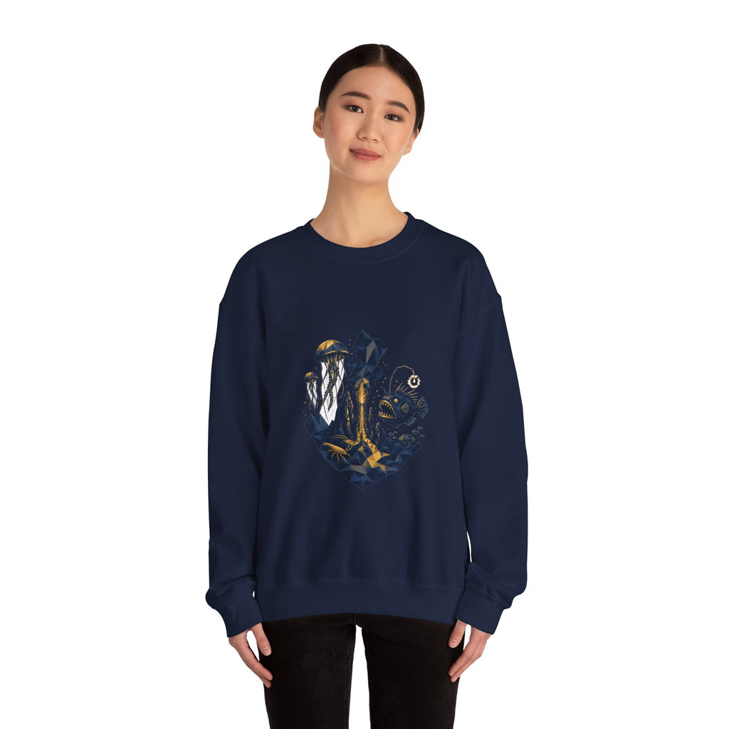 Matching Couple Sweatshirt - Coral Reef & Deep Sea Matching Couple Premium Fleece Sweatshirt Geometric Art His Hers Love Gift - Design B