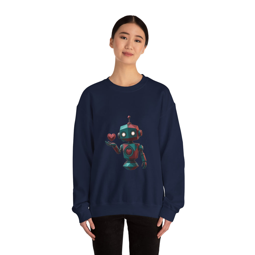 Matching Couple Sweatshirt - Robot & Heart Matching Couple Comfort Colors Crew Geometric Art His Hers Love Gift - Design A