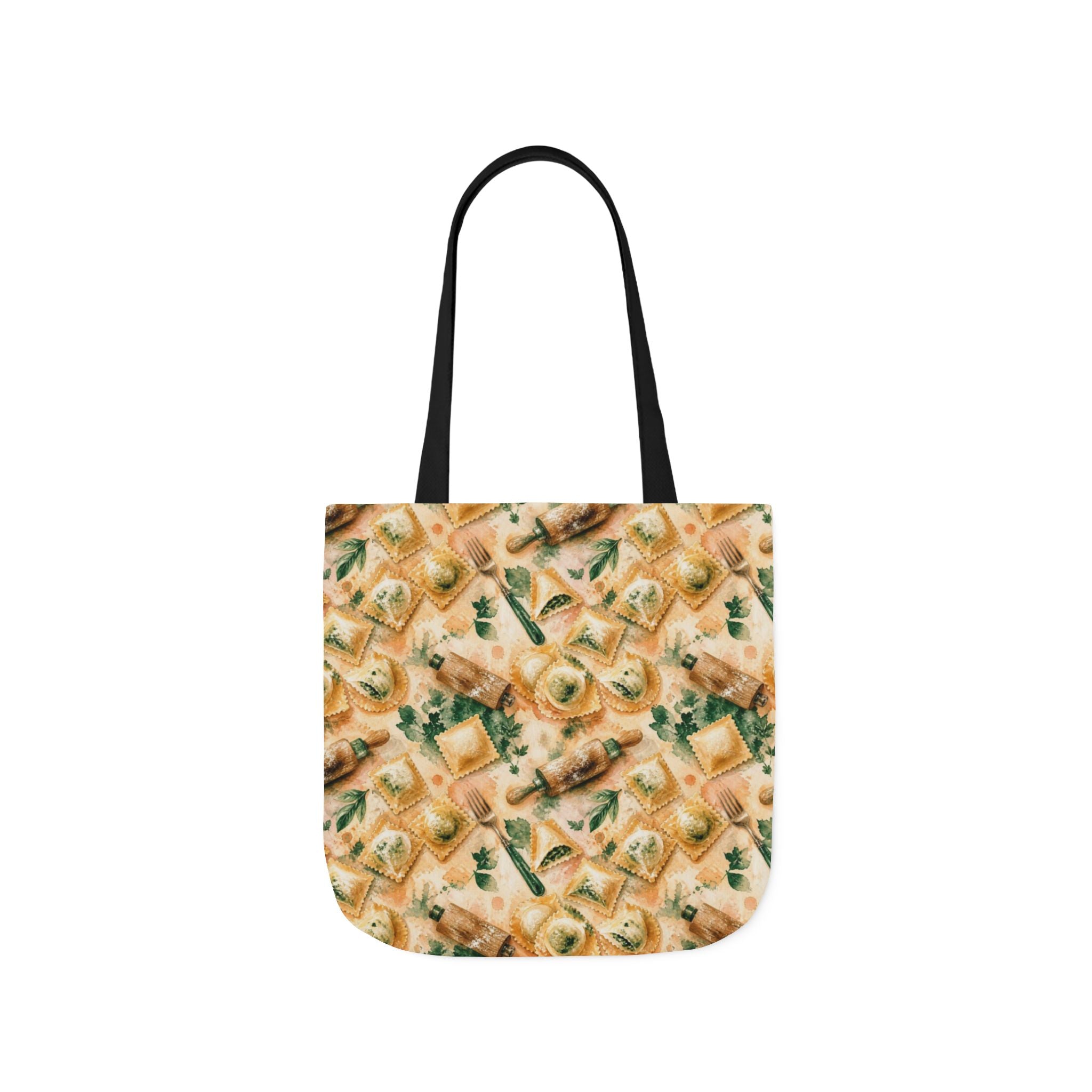 Fresh Ravioli Canvas Tote Bag Mediterranean Kitchen Watercolor Splash Design Italian Cottagecore Gift
