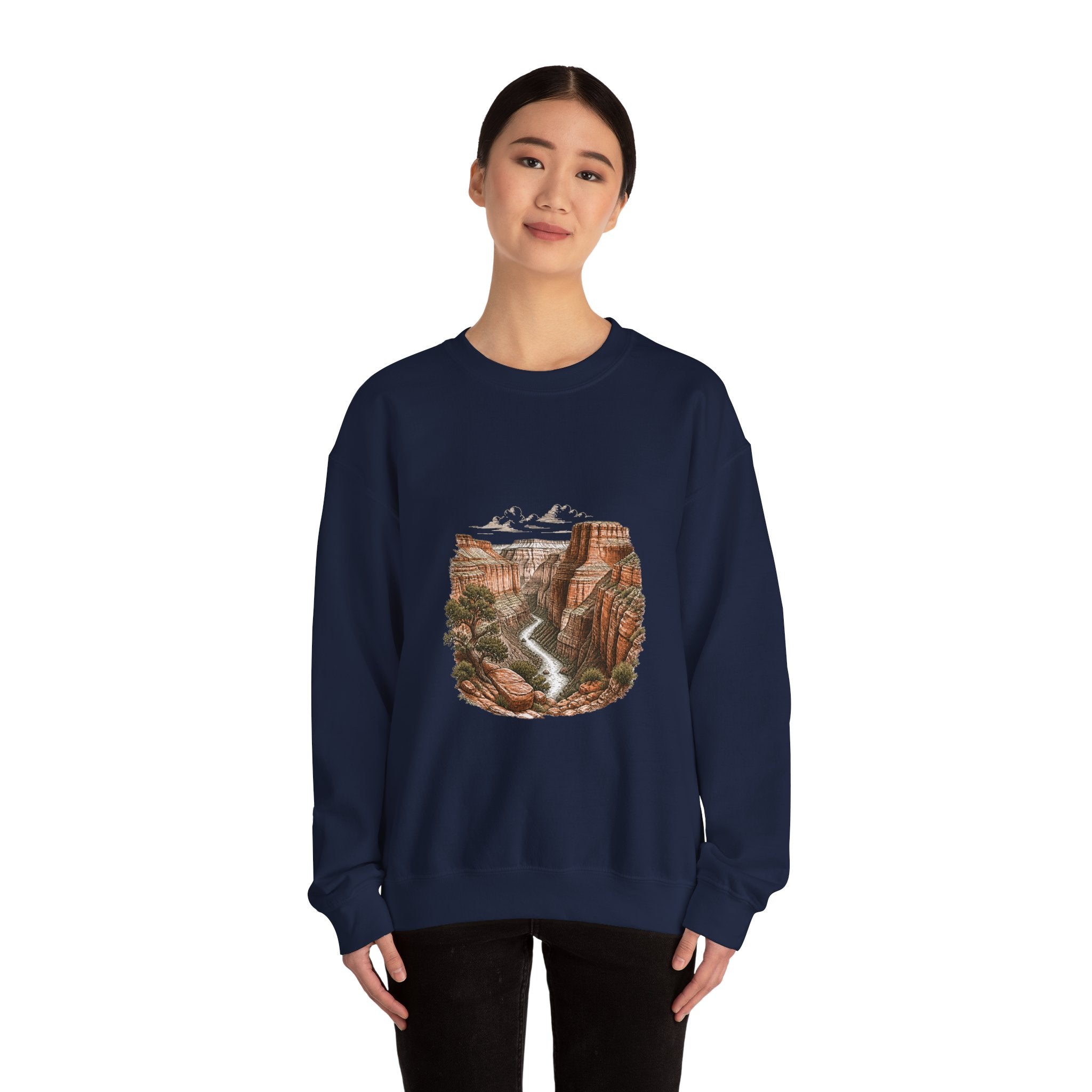 Matching Couple Sweatshirt - Lavender Fields & Canyon Matching Couple Premium Fleece Sweatshirt Hand-Drawn Art His Hers Anniversary Gift - Design B