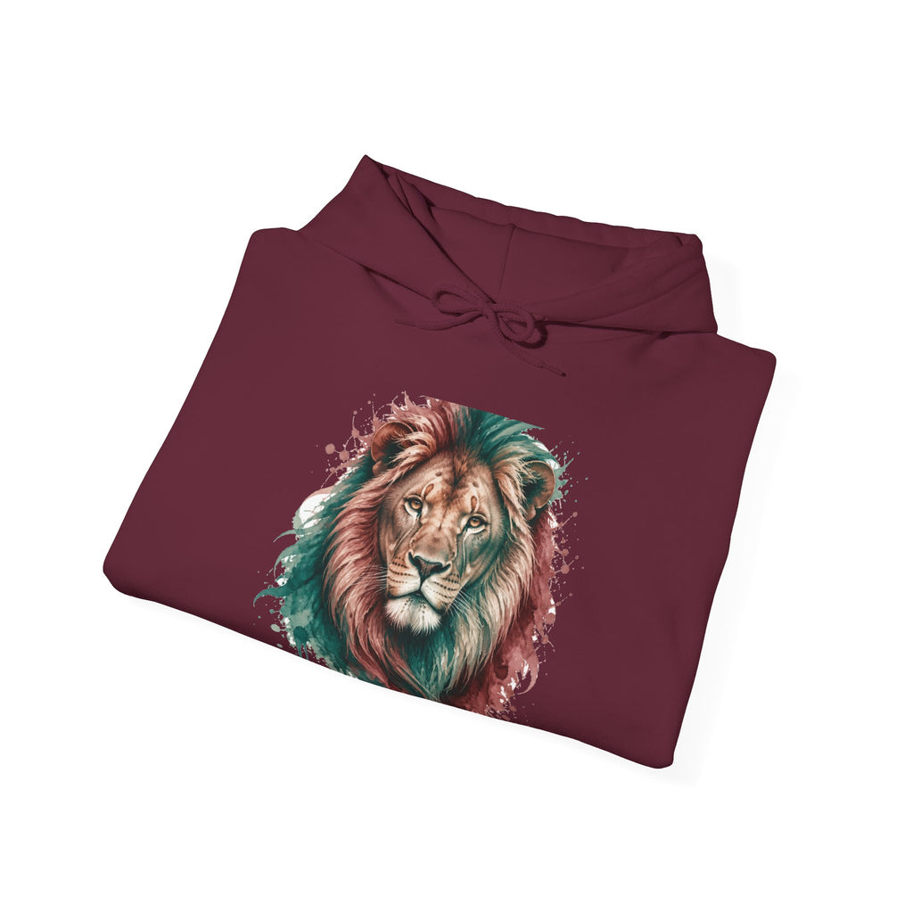 Matching Couple Sweatshirt - Lion & Lamb Matching Couple Hooded Sweatshirt Watercolor Art His Hers Engagement Gift - Design A