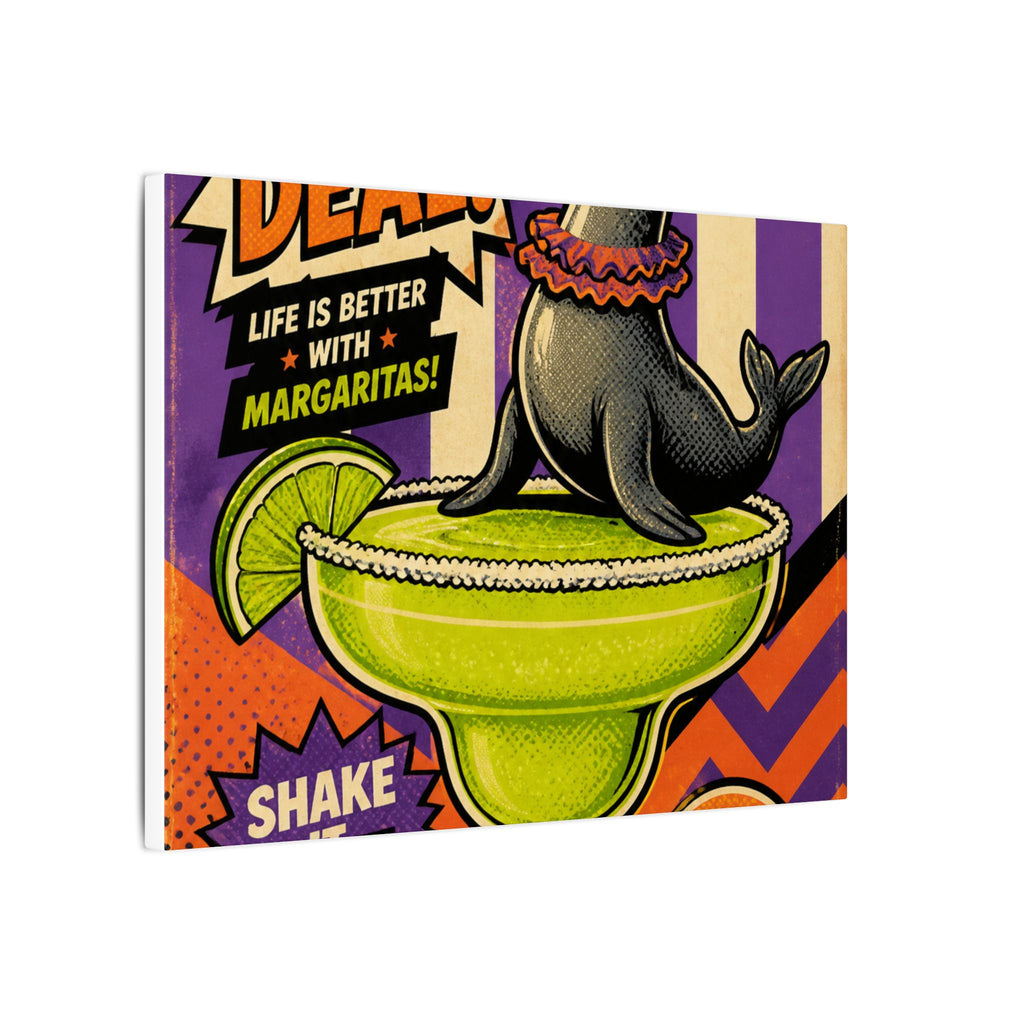 Margarita Balancing Seal Wall Art Canvas 24×36 Pop Art Restaurant Decor Maximalist Print