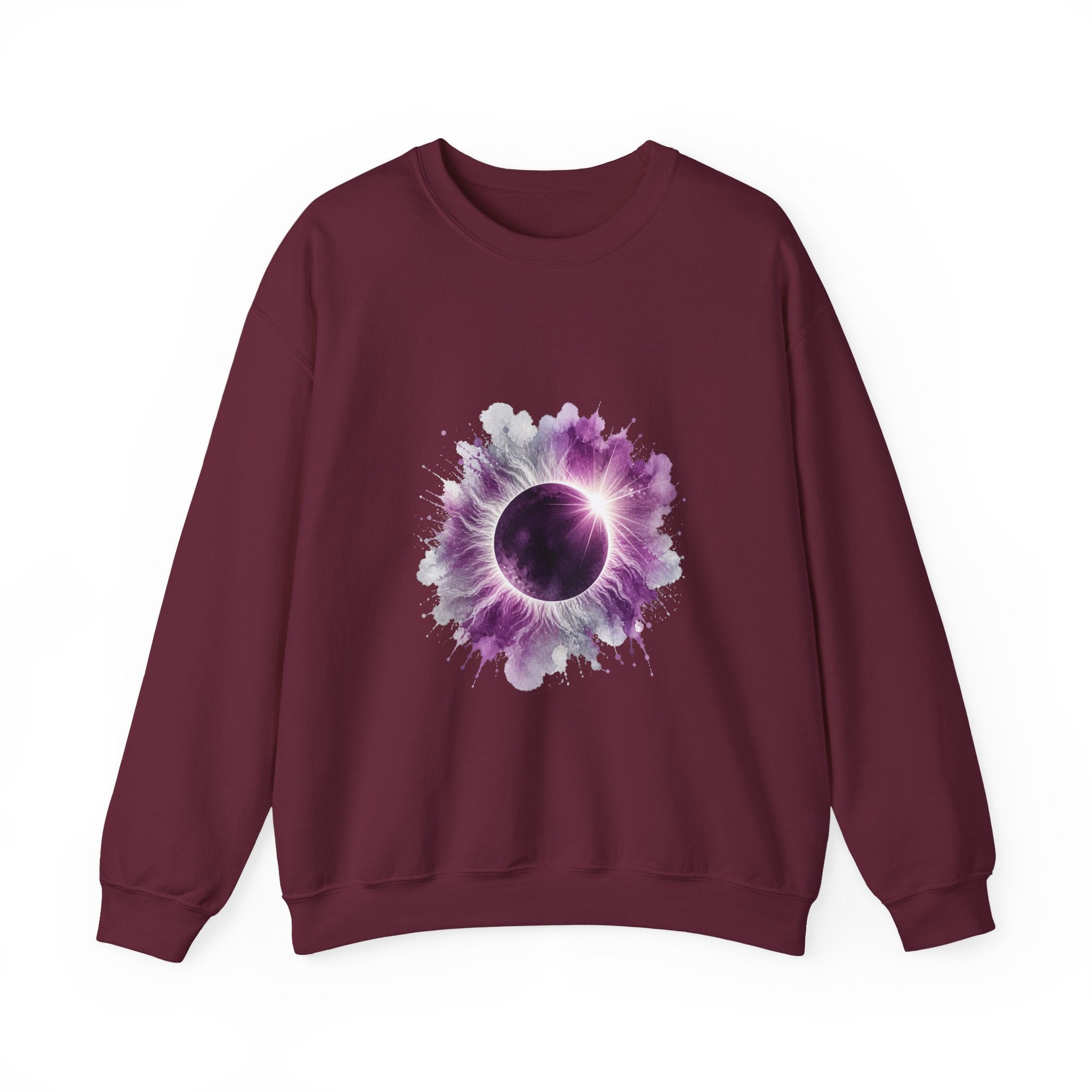 Matching Couple Sweatshirt - Solar & Lunar Eclipse Matching Couple Premium Fleece Sweatshirt Watercolor Art His Hers Birthday Gift - Design A