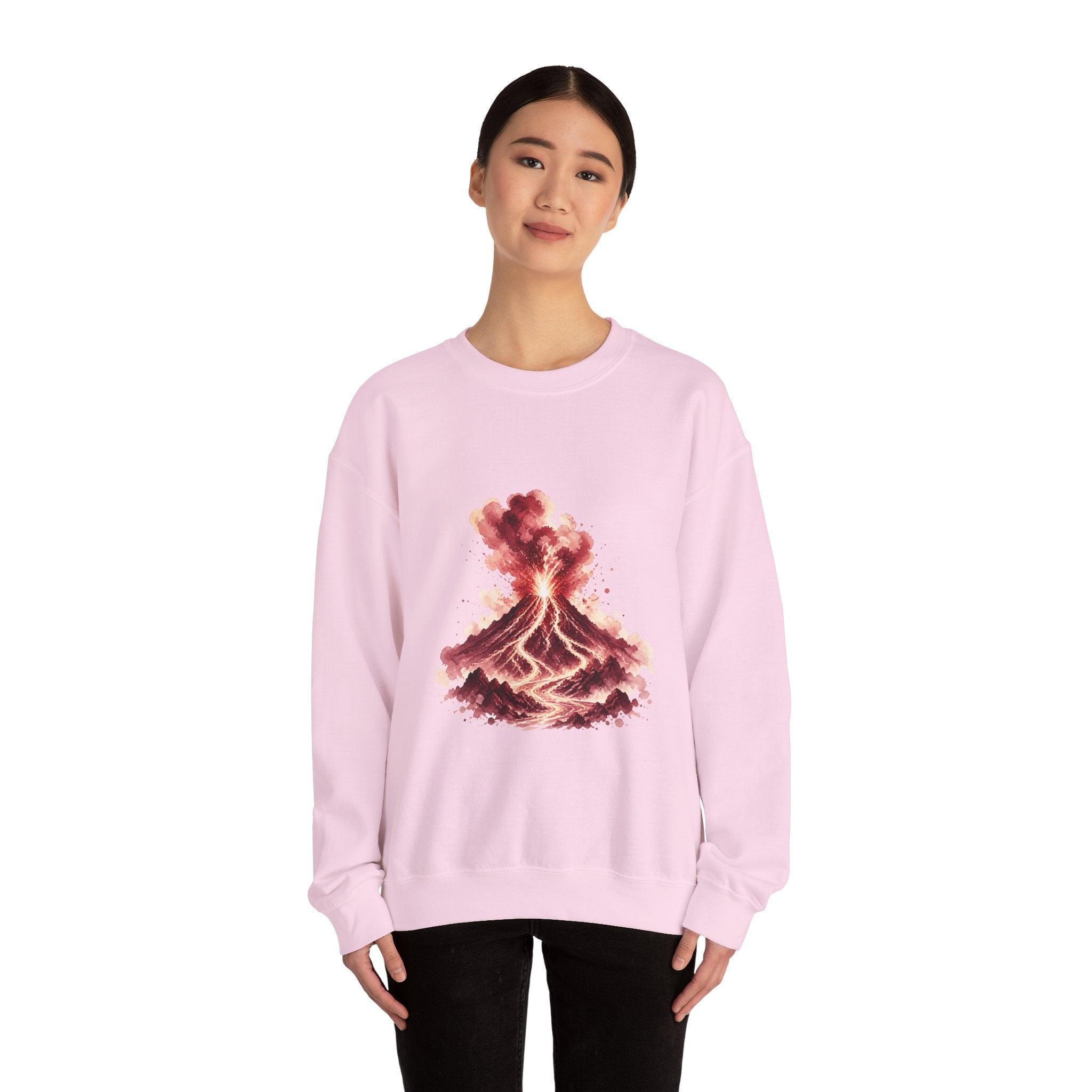 Matching Couple Sweatshirt - Volcano & Glacier Matching Couple Comfort Colors Crew Watercolor Art His Hers Birthday Gift - Design A