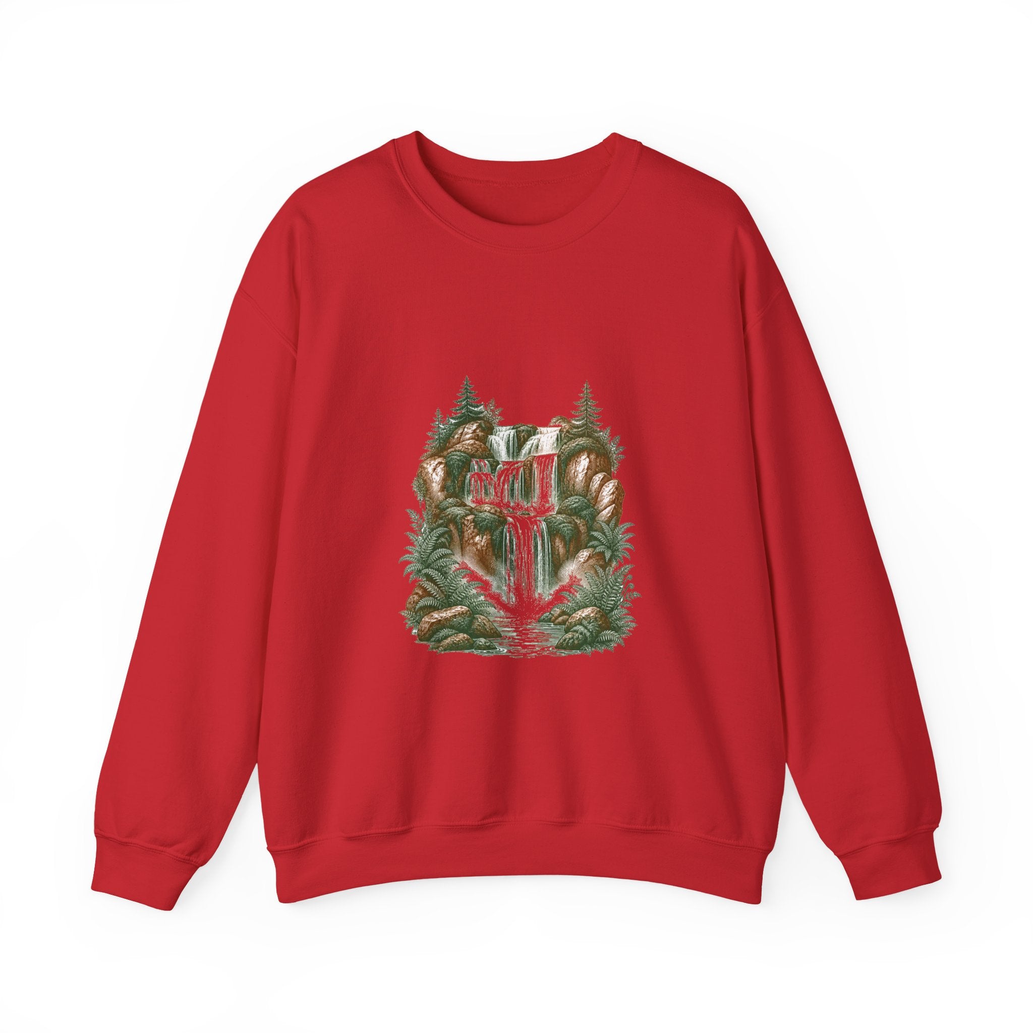 Matching Couple Sweatshirt - Wildfire & Waterfall Matching Couple Comfort Colors Crew Vintage Art His Hers Honeymoon Gift - Design B