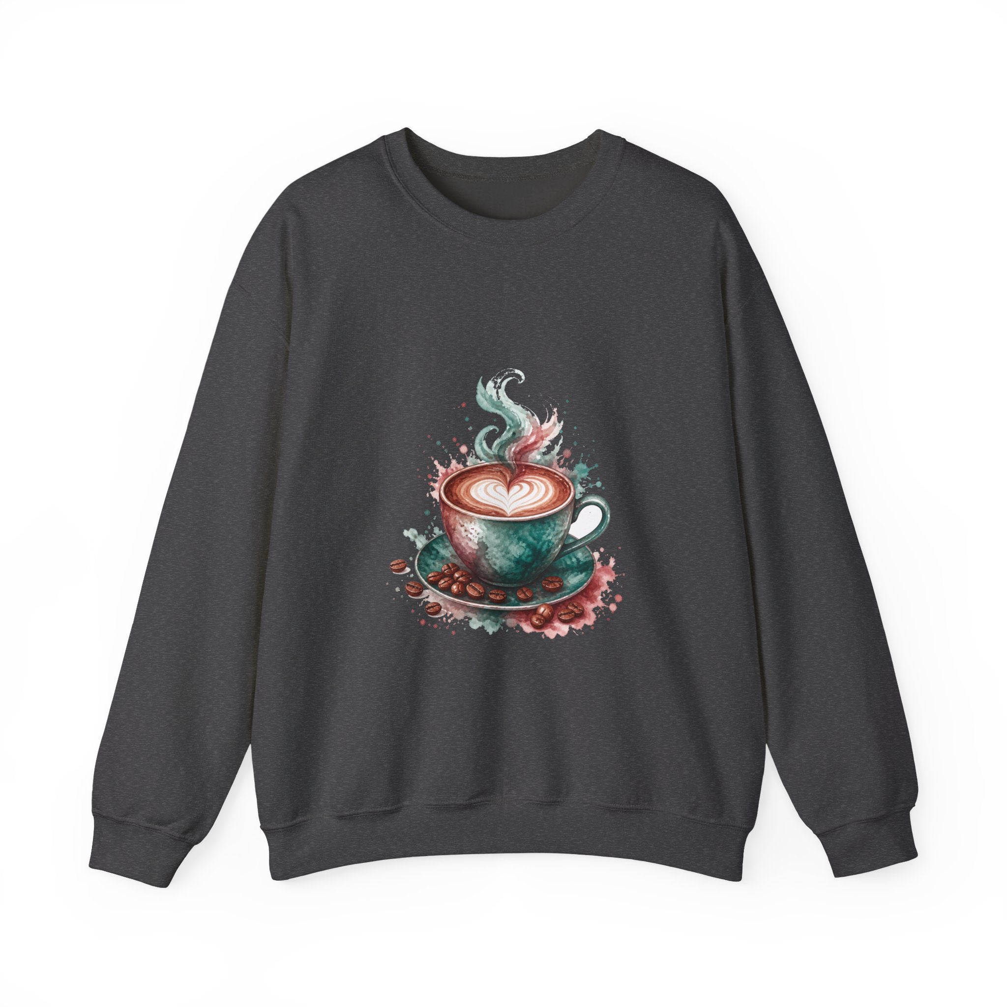 Matching Couple Sweatshirt - Coffee & Tea Matching Couple Comfort Colors Crew Watercolor Art His Hers Birthday Gift - Design A