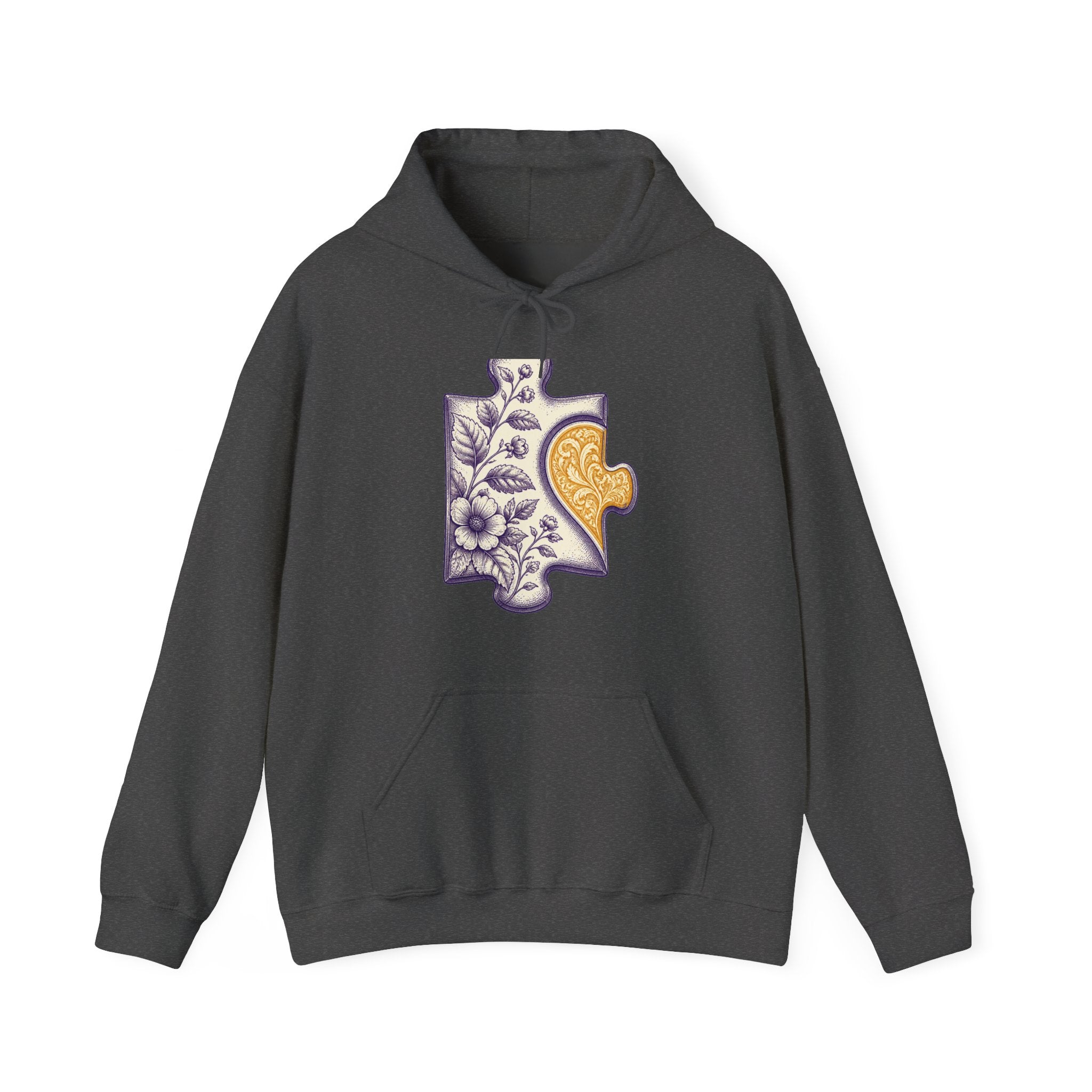Matching Couple Sweatshirt - Puzzle Pieces Matching Couple Hooded Sweatshirt Vintage Art His Hers Wedding Gift - Design A
