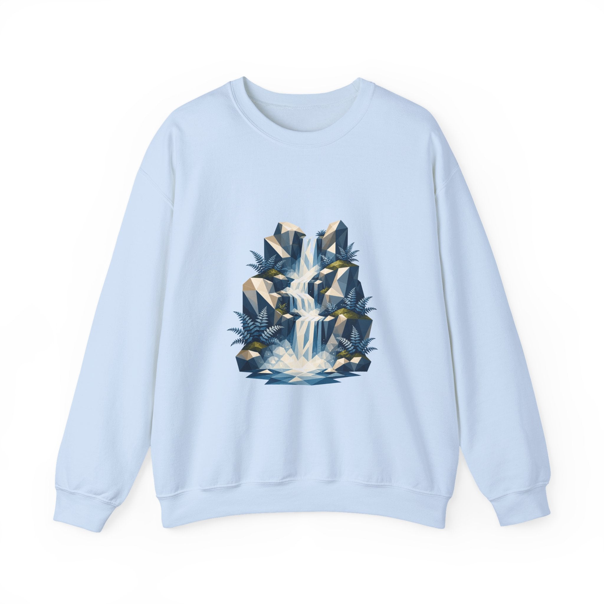 Matching Couple Sweatshirt - Wildfire & Waterfall Matching Couple Crewneck Sweatshirt Geometric Art His Hers Couple Gift - Design B