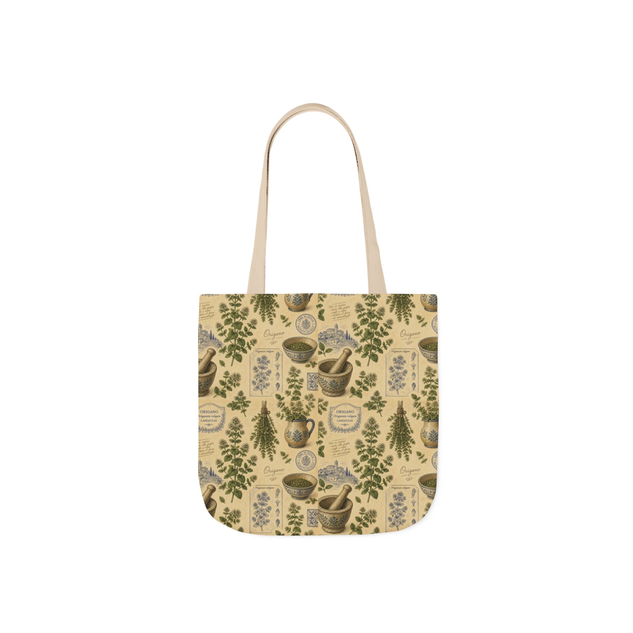 Oregano Sprigs Canvas Tote Bag Mediterranean Kitchen Botanical Design Italian Cottagecore Gift