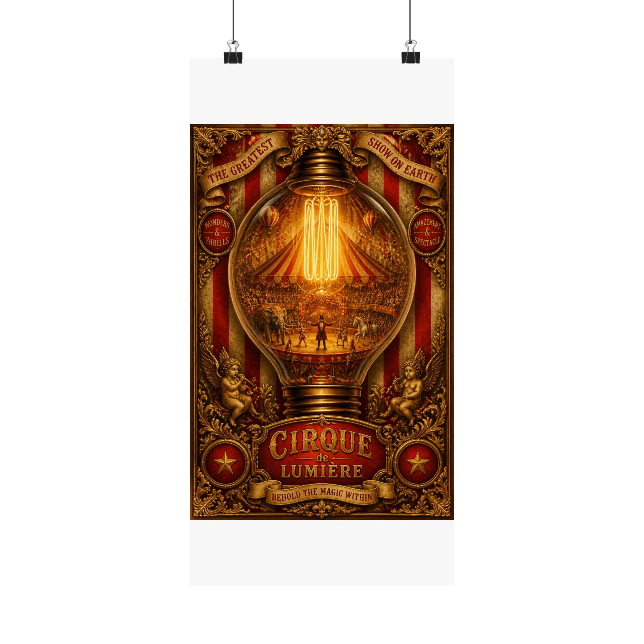 Light Bulb Circus Wall Art Poster 24×36 Baroque Studio Decor Maximalist Print