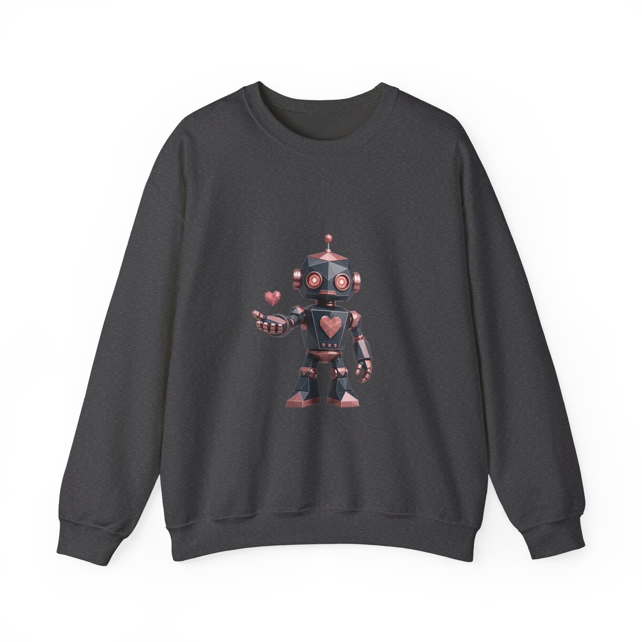 Matching Couple Sweatshirt - Robot & Heart Matching Couple Premium Fleece Sweatshirt Geometric Art His Hers Love Gift - Design A