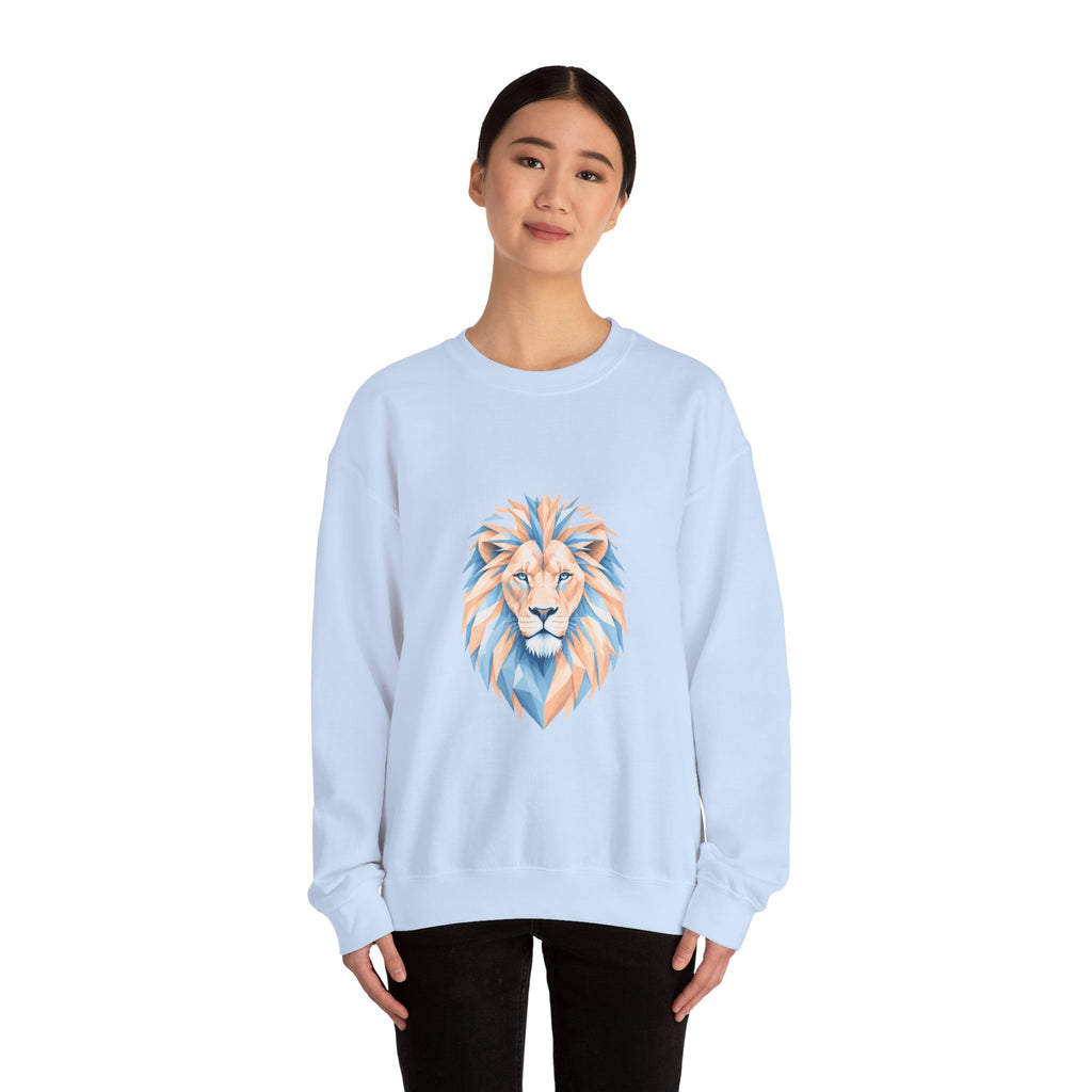 Matching Couple Sweatshirt - Lion & Lamb Matching Couple Premium Fleece Sweatshirt Geometric Art His Hers Love Gift - Design A