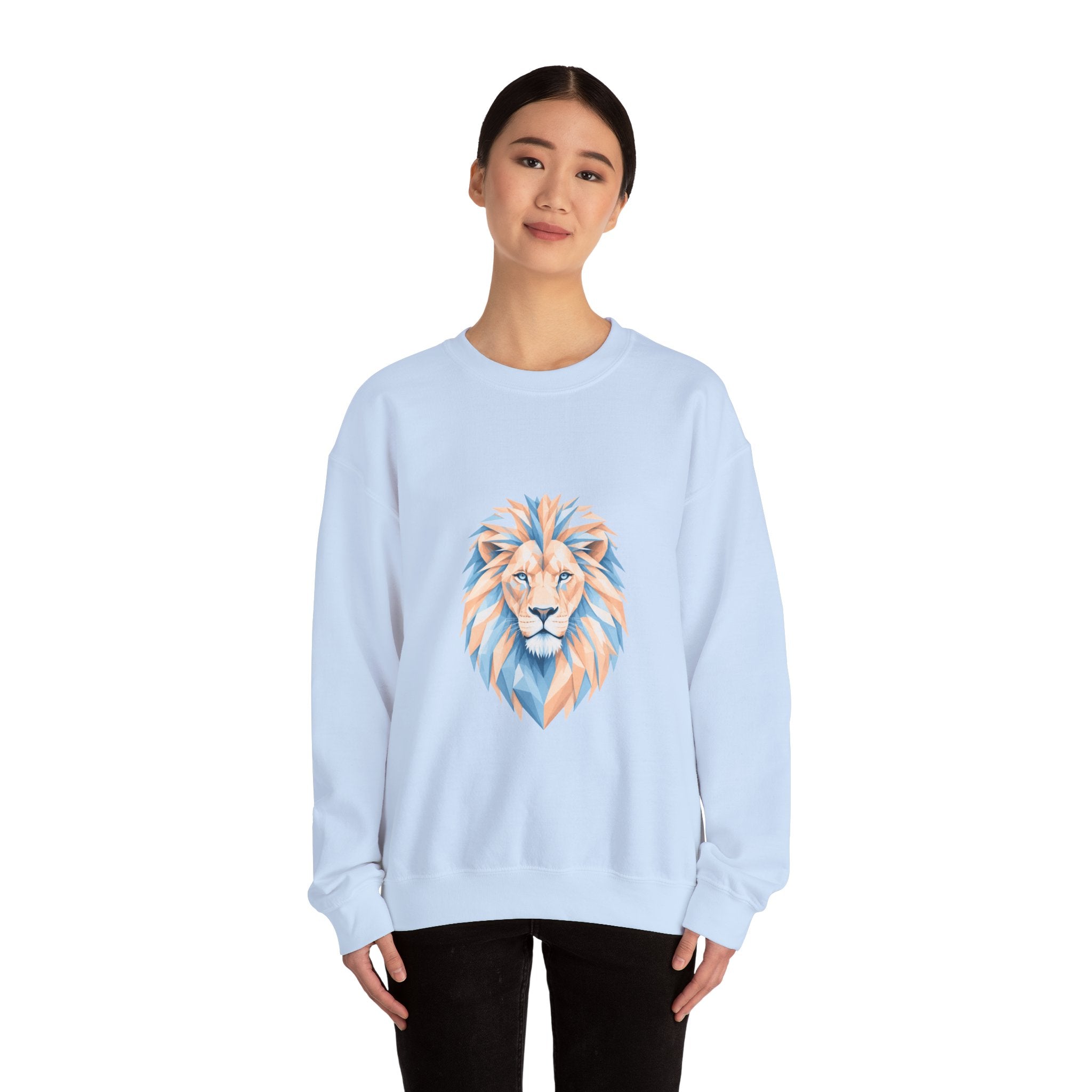 Matching Couple Sweatshirt - Lion & Lamb Matching Couple Premium Fleece Sweatshirt Geometric Art His Hers Love Gift - Design A