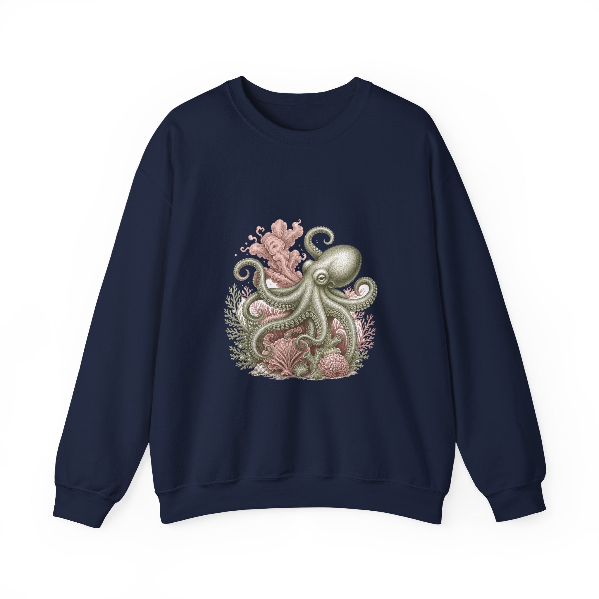 Matching Couple Sweatshirt - Octopus & Jellyfish Matching Couple Premium Fleece Sweatshirt Vintage Art His Hers Honeymoon Gift - Design A