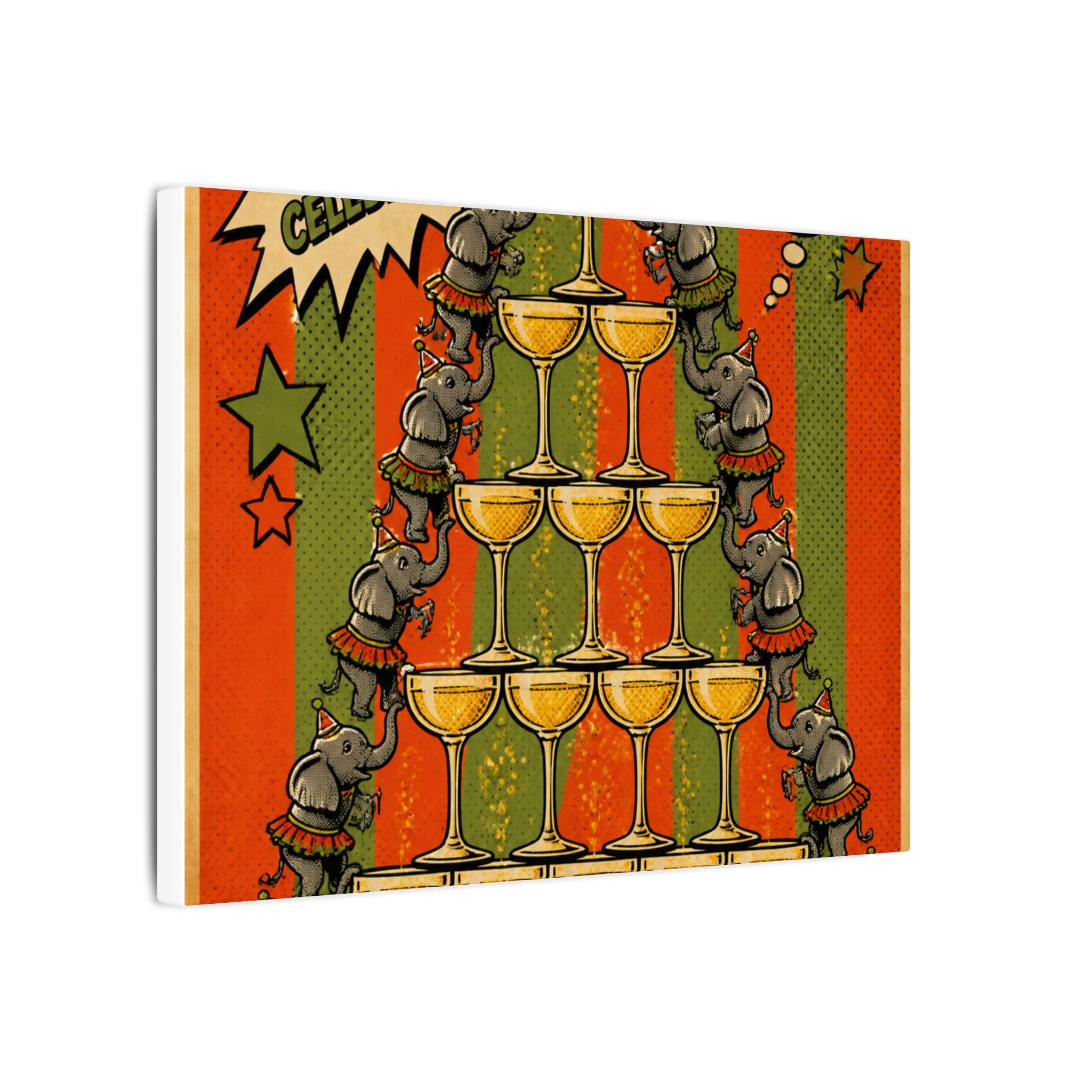 Champagne Tower Elephants Wall Art Canvas 16×20 Pop Art Living Room Decor Maximalist Print